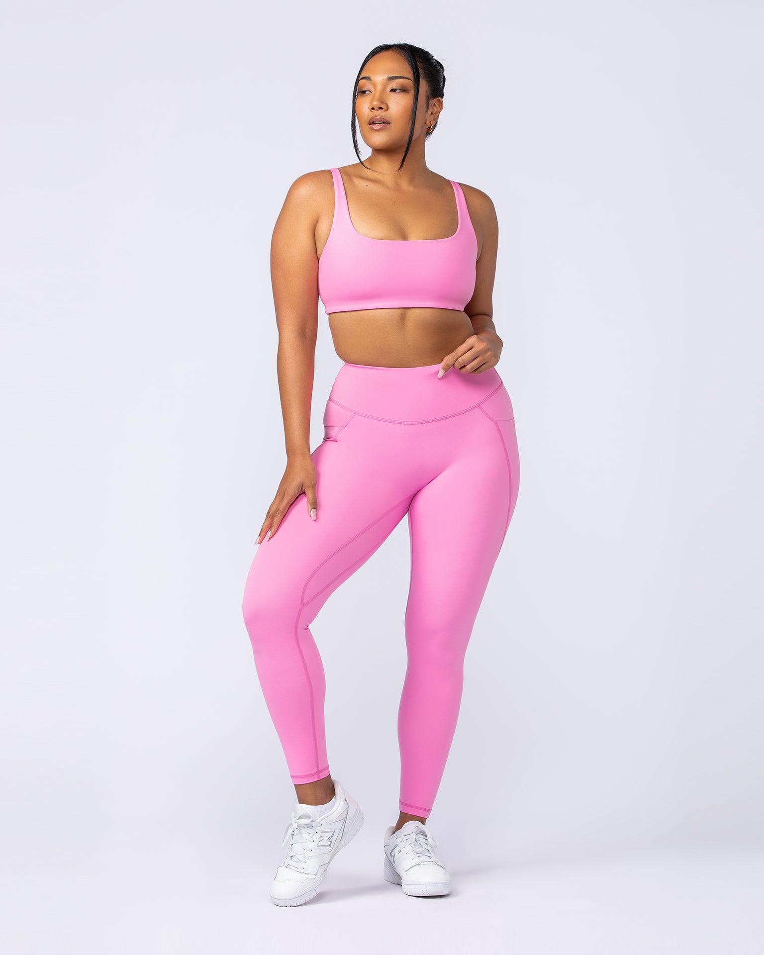 Booty Shaper Pocket Ankle Length Leggings - Hollywood Pink-Leggings-XXS-112405HWPNK-XXS-MNAPPRL32848-7-Muscle Nation