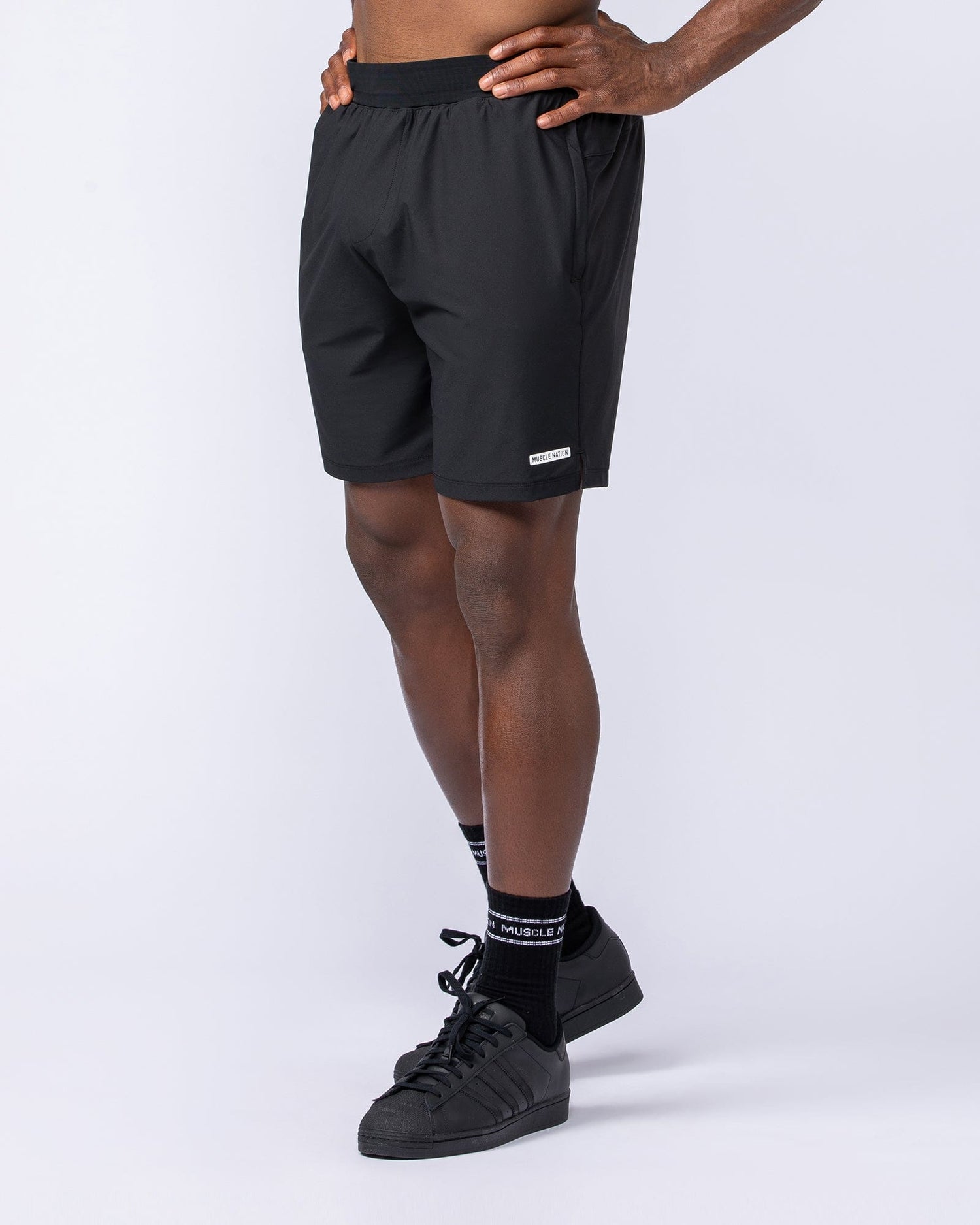 On Repeat Training 7" Shorts Black - Muscle Nation men's gym shorts