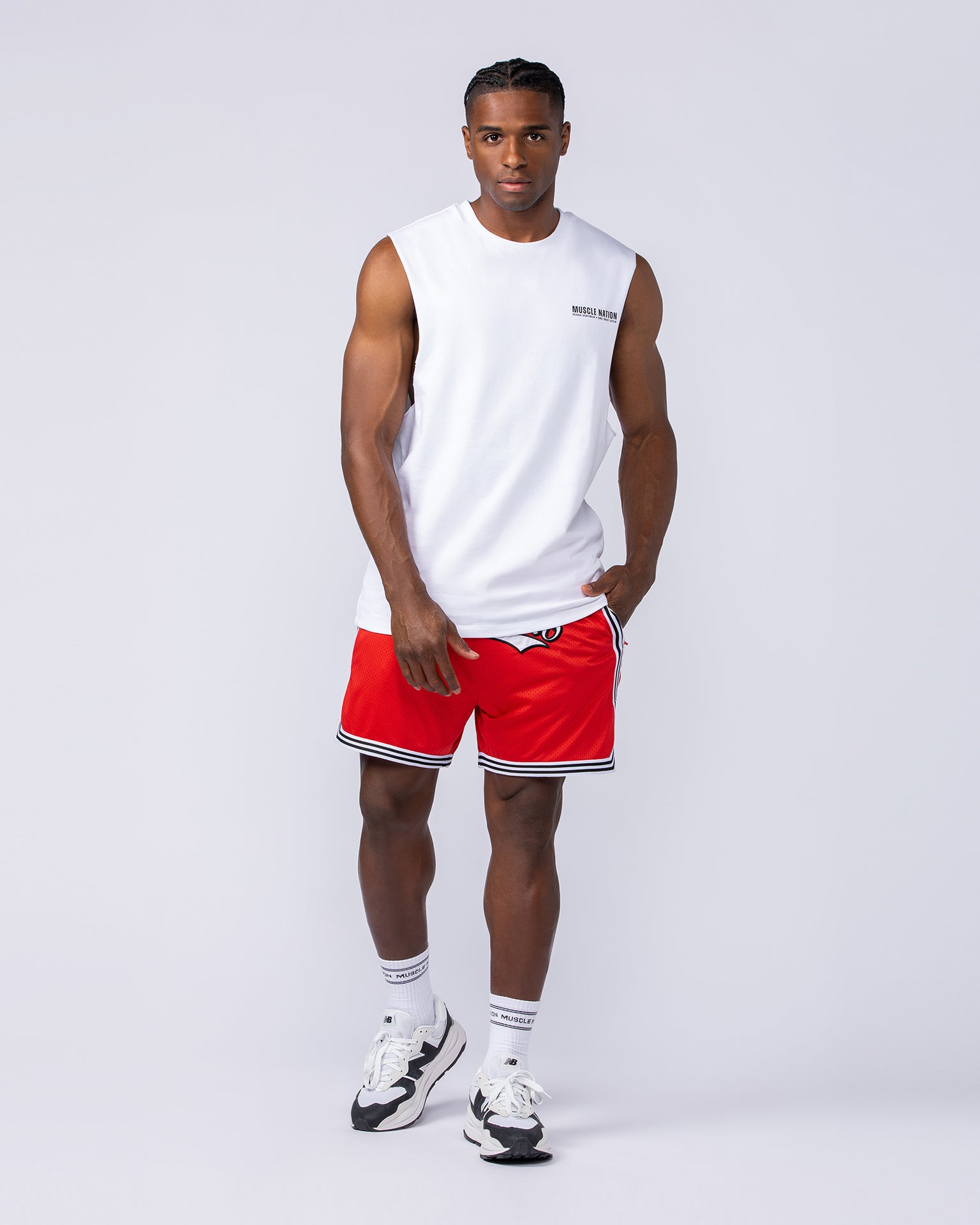 Stadium Basketball 5" Shorts - Chilli-Shorts-S-112467CHIL-S-MNAPPRL35627-6-Muscle Nation