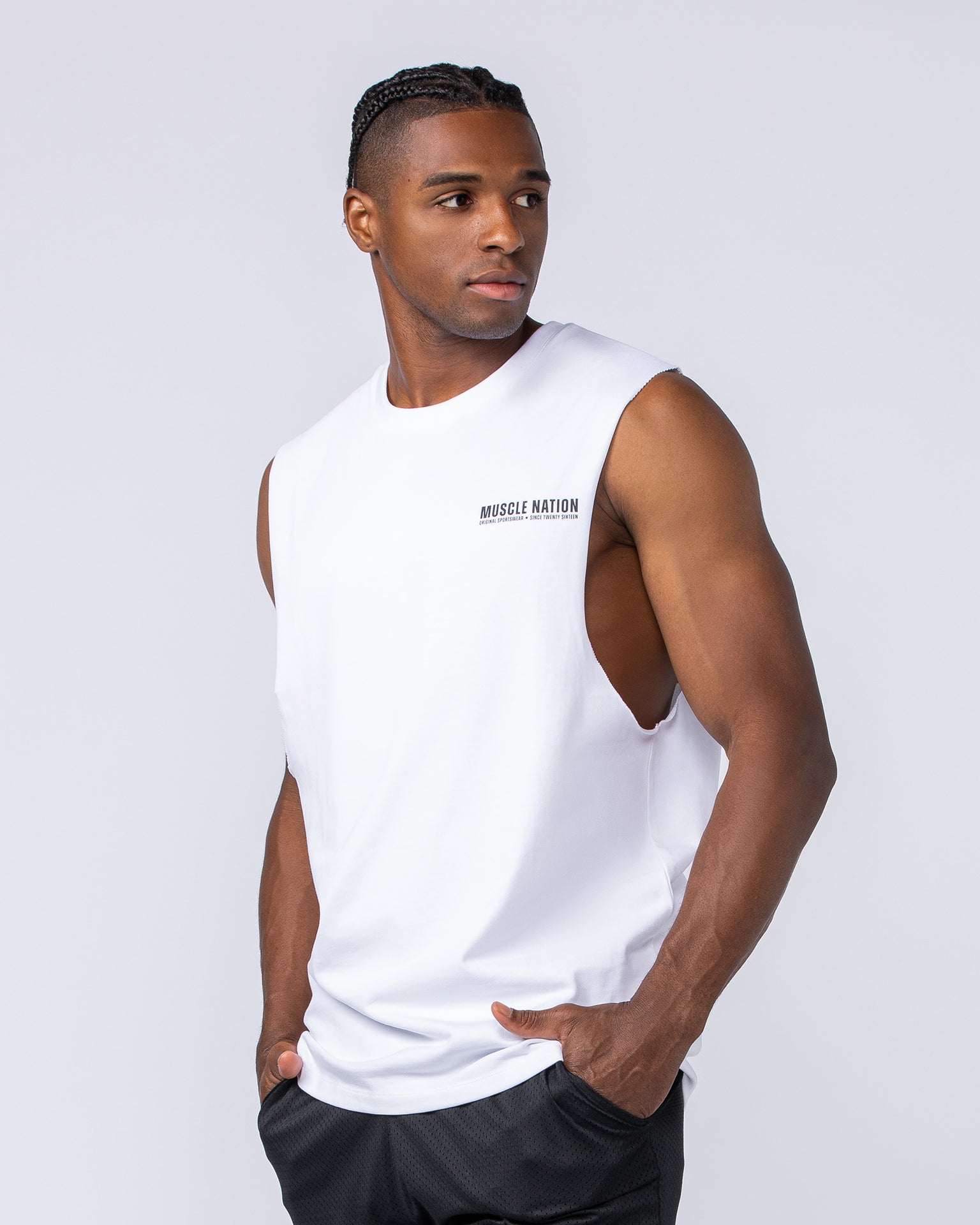 Arena Muscle Tank - White-Singlets & Tanks-S-112470WHT-S-MNAPPRL34940-3-Muscle Nation