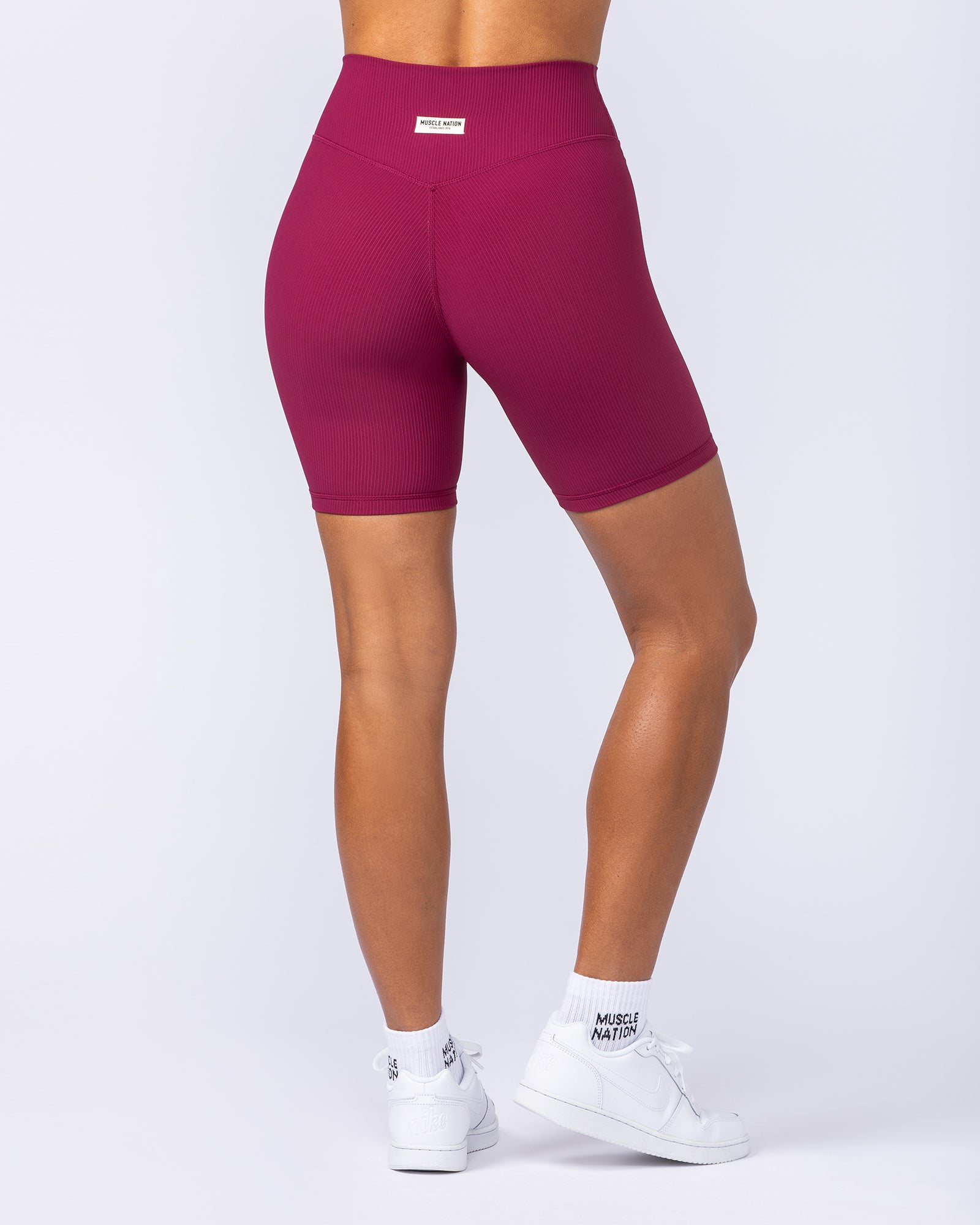 Zero Rise Rib Bike Shorts - Rose Bud