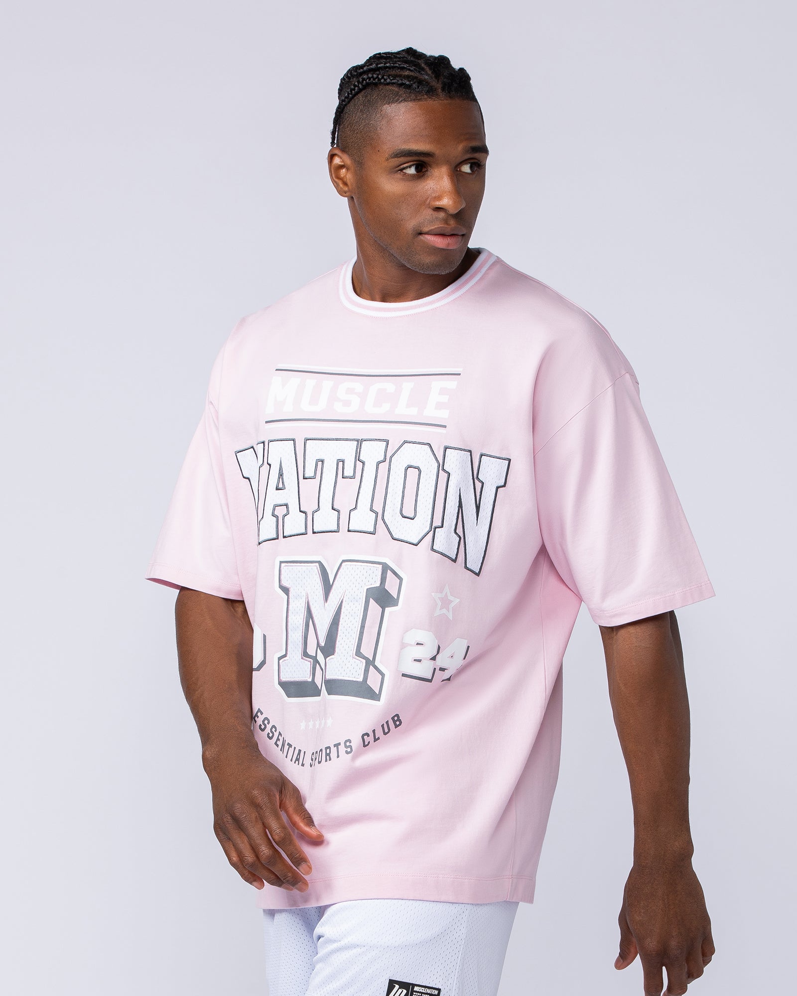 Sporting Club Oversized Tee - Soft Pink