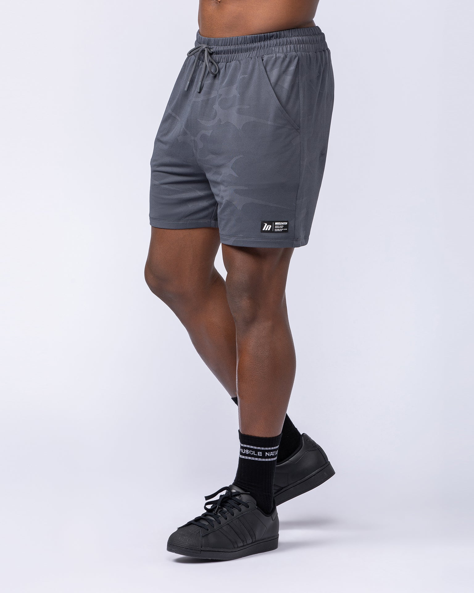 Tech Camo Lay Up 5" Shorts - Dark Grey Camo-Shorts-S-112431DGRYCAMO-S-MNAPPRL35557-3-Muscle Nation
