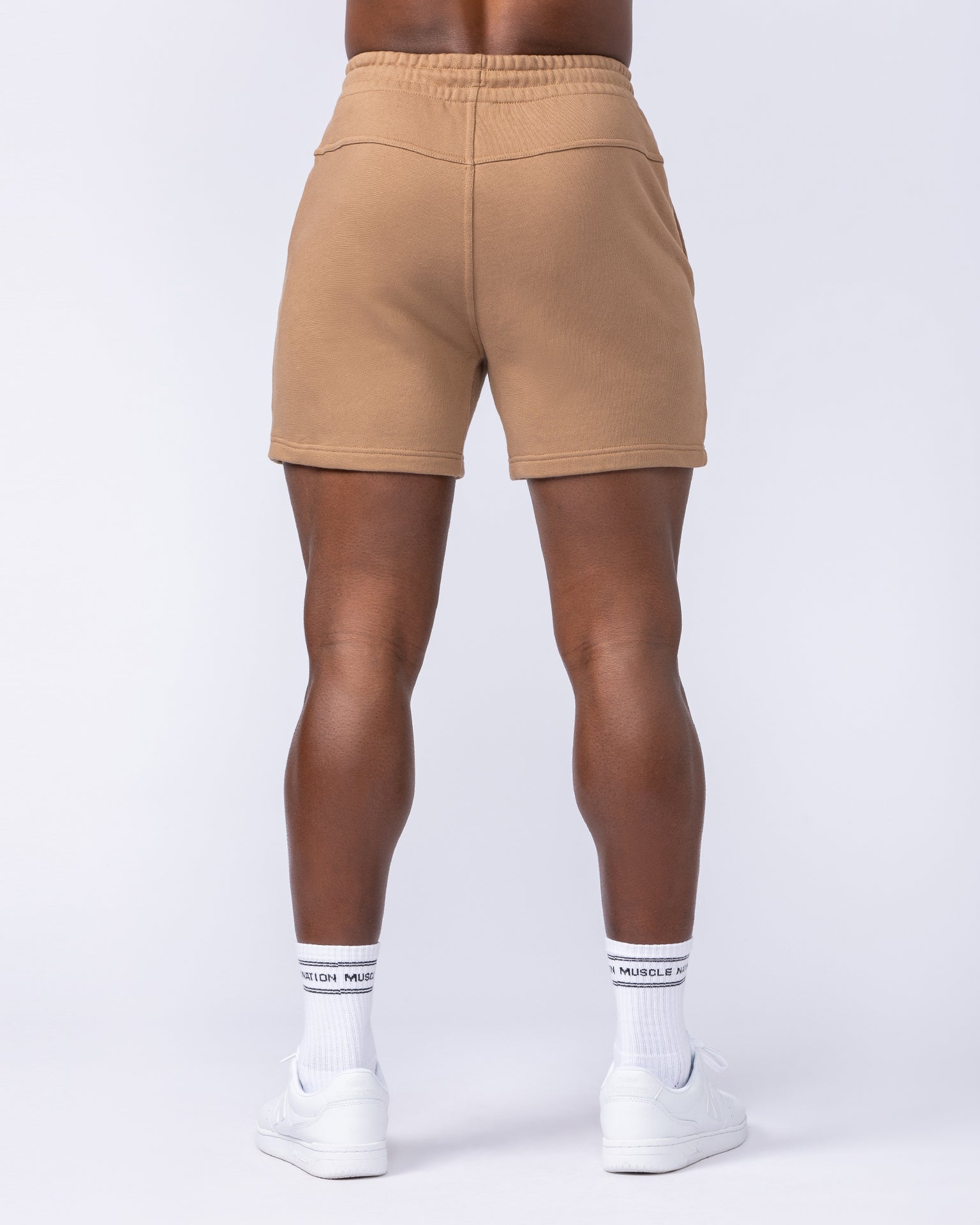 College Sweat 5" Shorts - Tan-Shorts-S-112433TAN-S-MNAPPRL35578-5-Muscle Nation