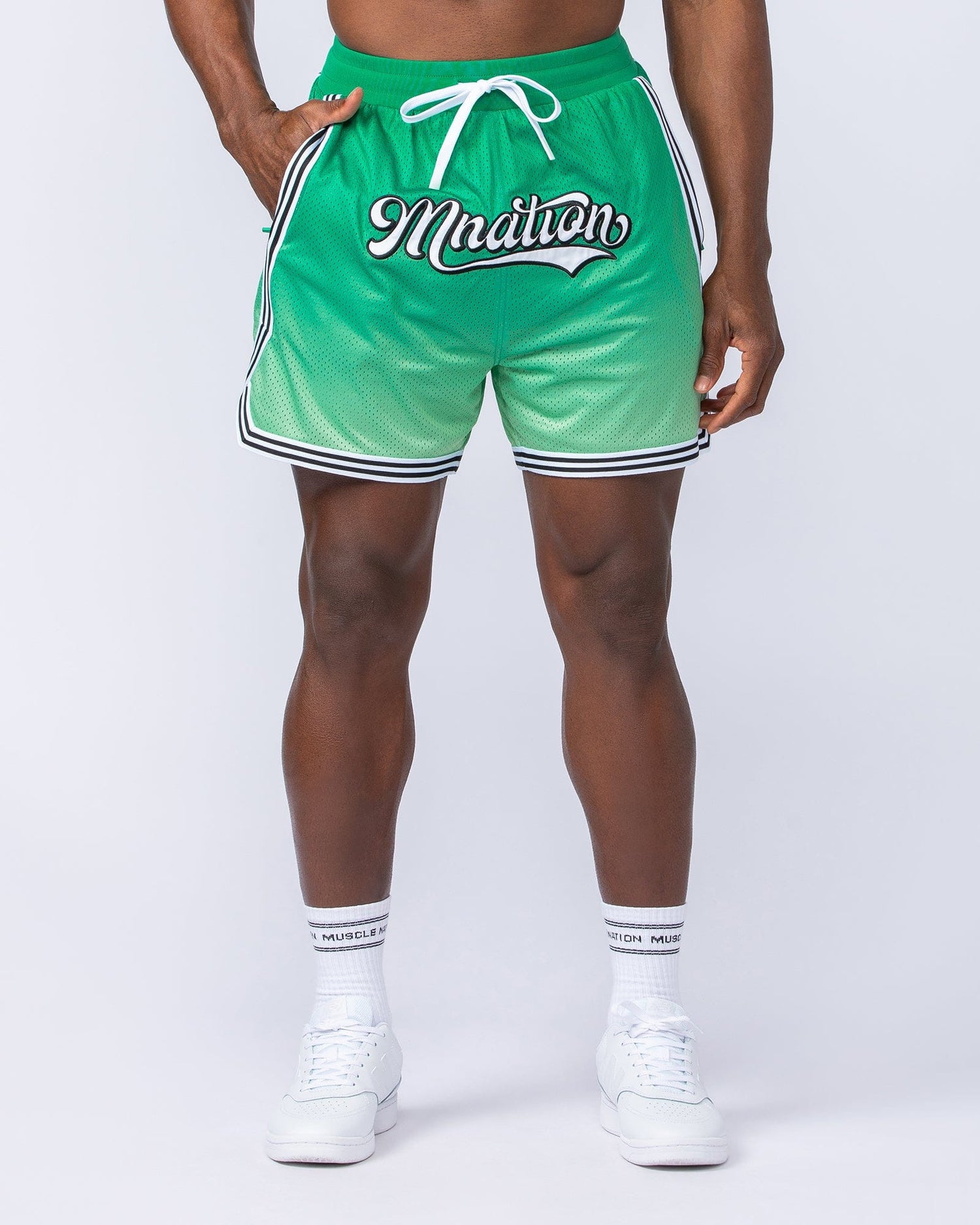 Stadium Basketball 5" Shorts Clover Ombre Print - Muscle Nation men's basketball shorts