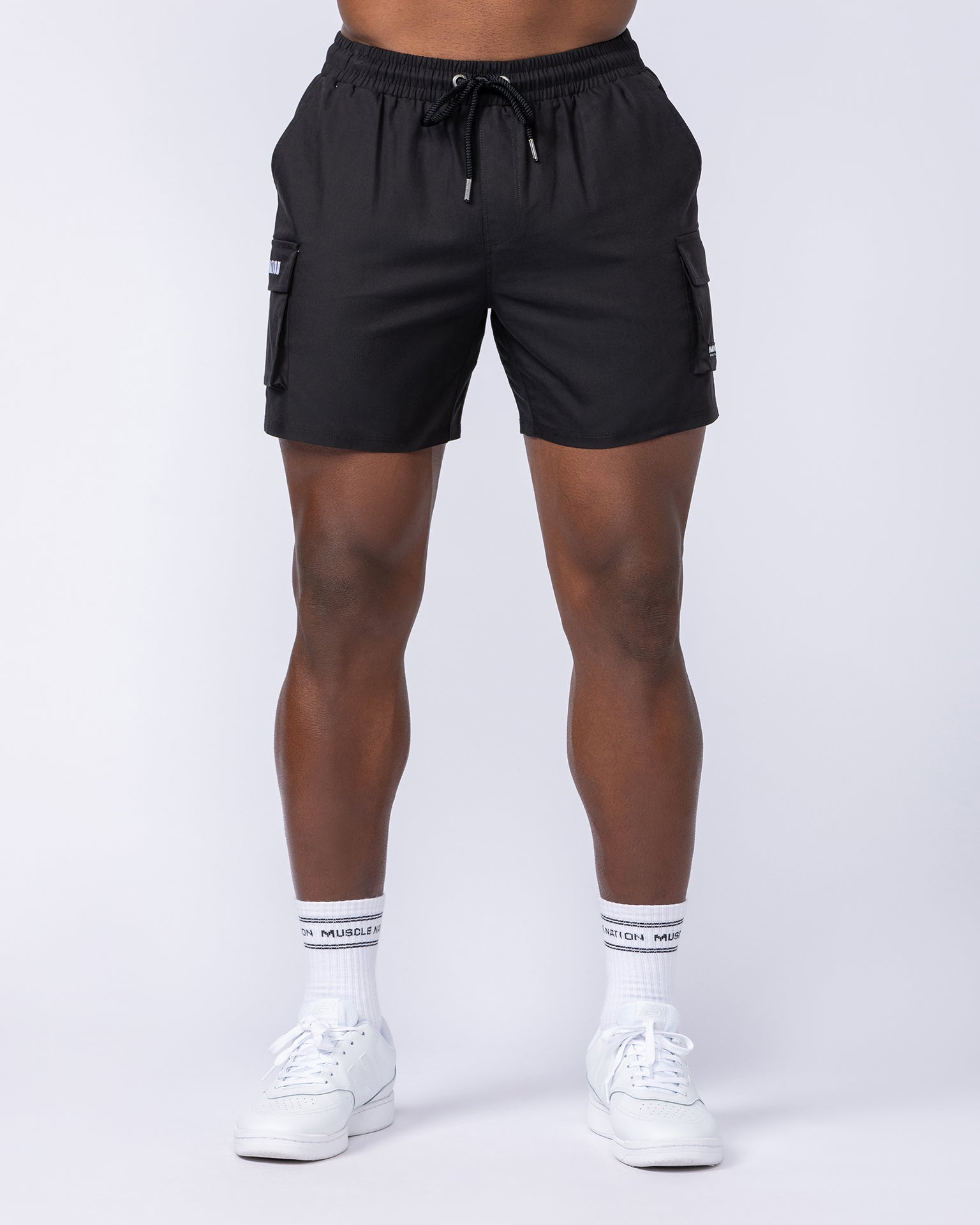 Daily Cargo 5" Shorts - Black (Silicon Logo)-Shorts-S-112480BLKSIL-S-MNAPPRL35480-2-Muscle Nation