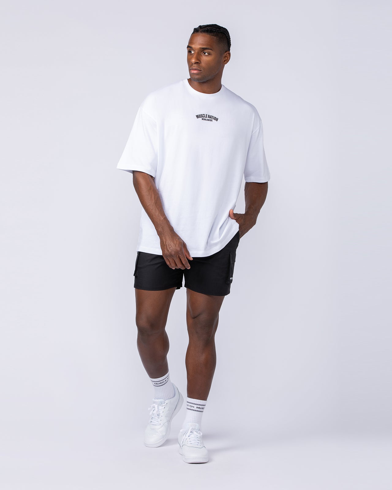 Daily Cargo 5" Shorts - Black-Shorts-S-112480BLKSIL-S-MNAPPRL35480-6-Muscle Nation