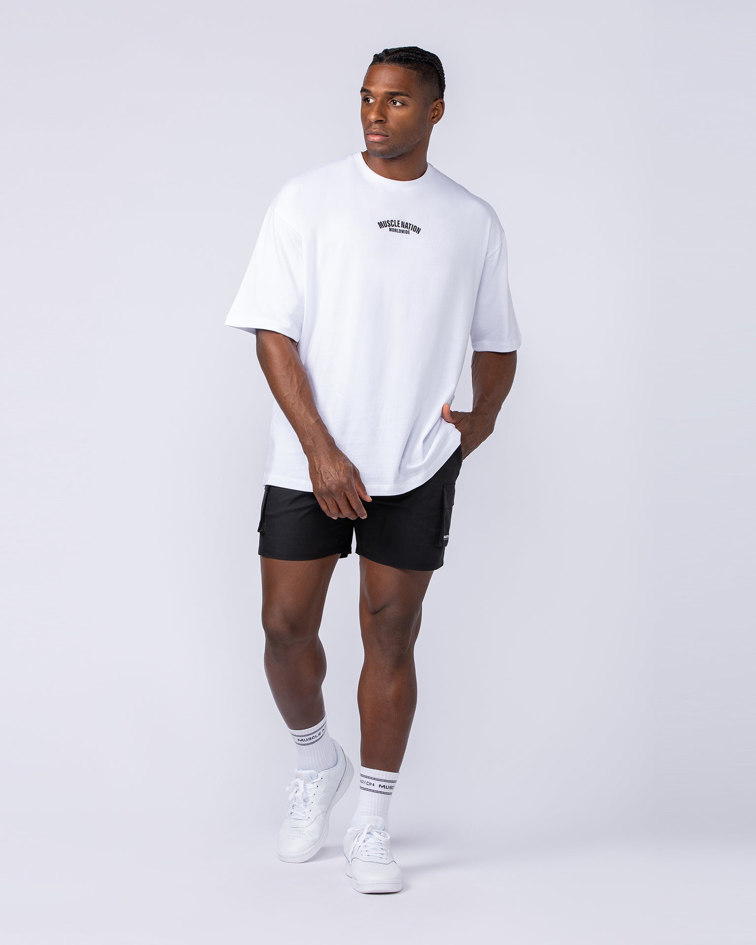 Daily Cargo 5" Shorts - Black (Silicon Logo)-Shorts-S-112480BLKSIL-S-MNAPPRL35480-6-Muscle Nation