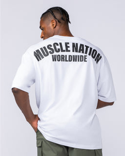 Classic Oversized Tee White - Muscle Nation men's gym tee