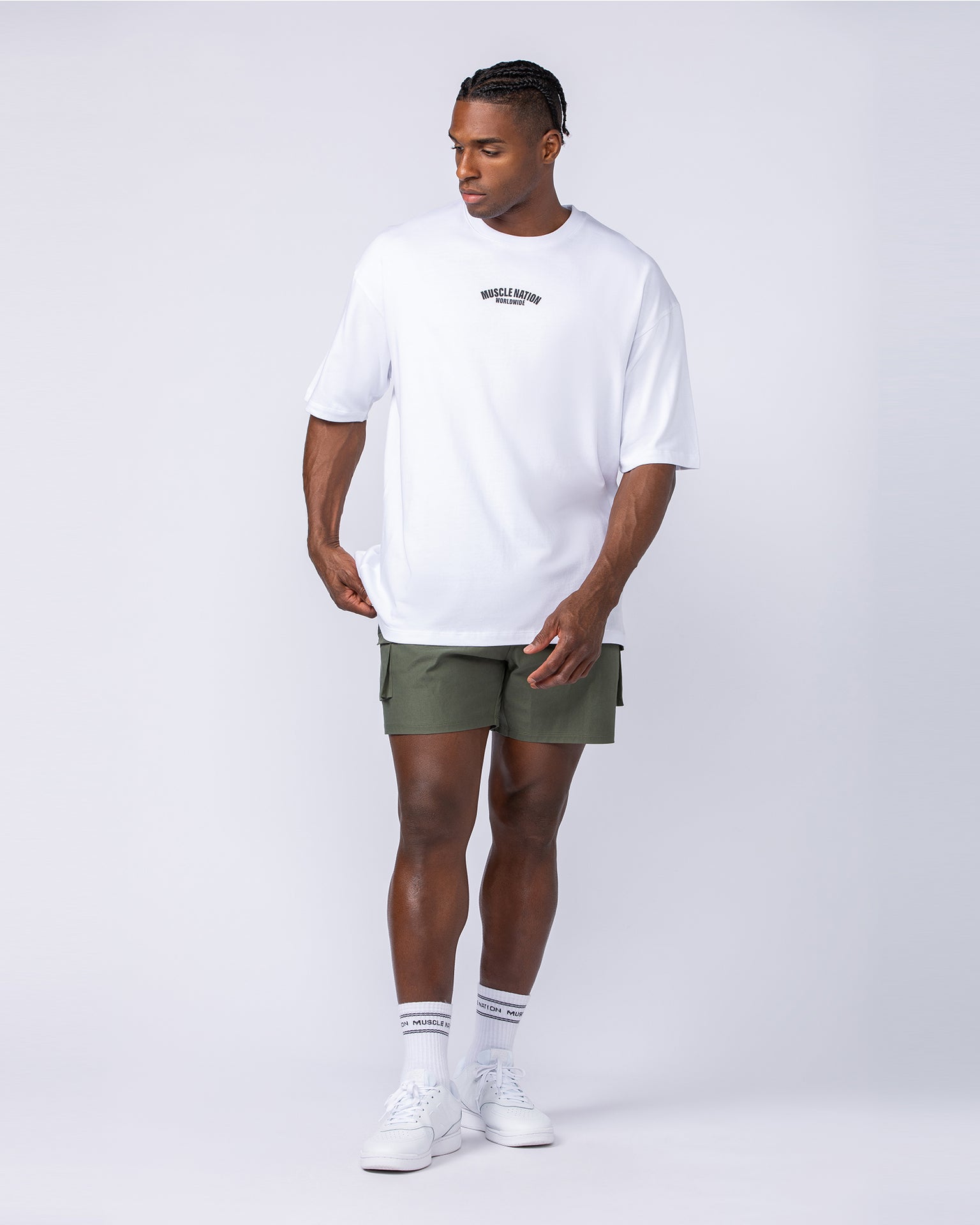Daily Cargo 5" Shorts - Dark Khaki (Silicon Logo)-Shorts-S-112480DKHAKISIL-S-MNAPPRL35487-6-Muscle Nation