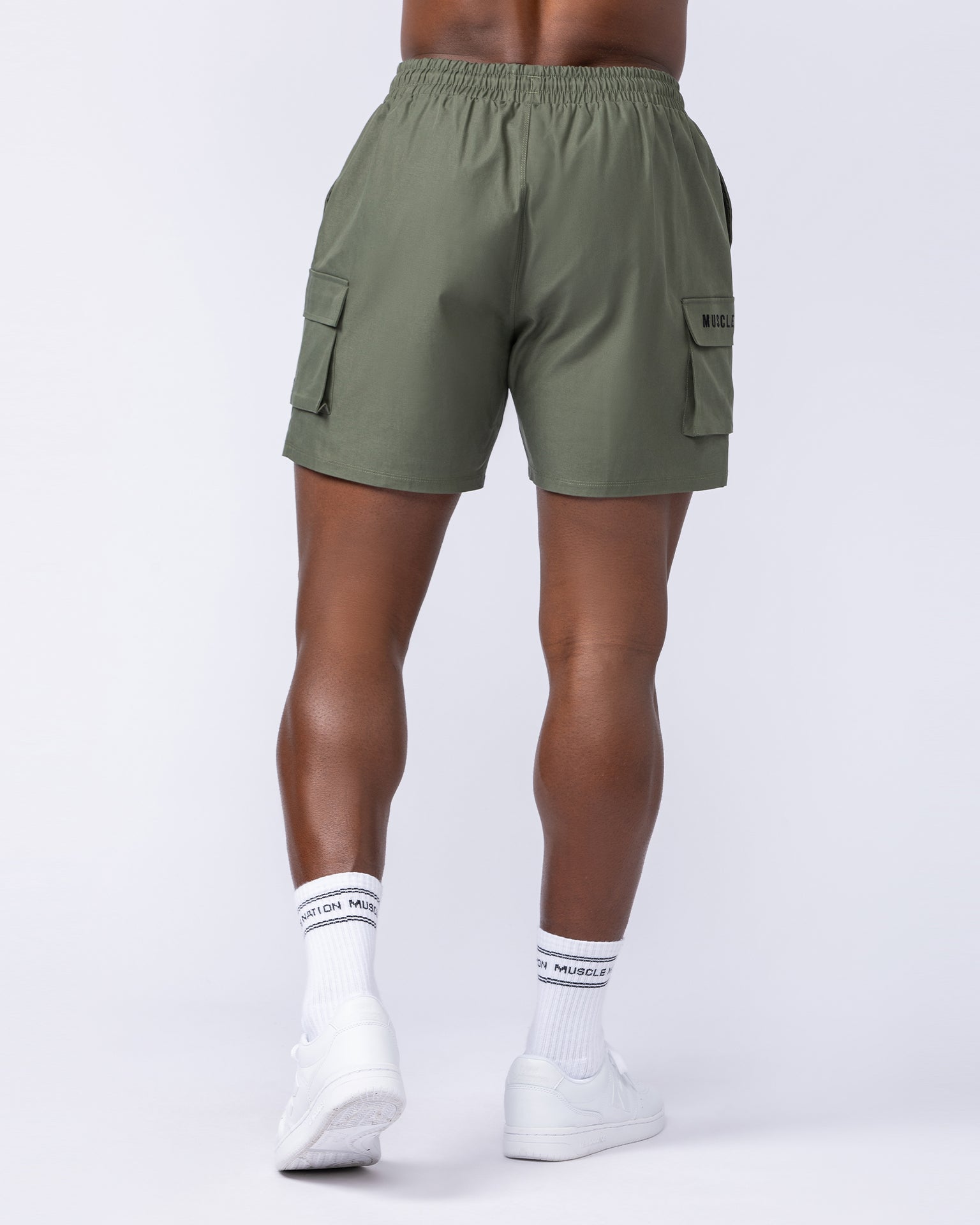 Daily Cargo 5" Shorts - Dark Khaki (Silicon Logo)-Shorts-S-112480DKHAKISIL-S-MNAPPRL35487-5-Muscle Nation