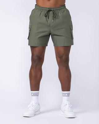 Daily Cargo 5" Shorts - Dark Khaki (Silicon Logo)-Shorts-S-112480DKHAKISIL-S-MNAPPRL35487-2-Muscle Nation