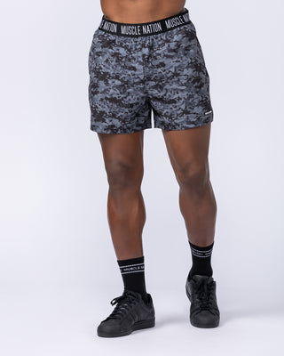Level Up Training 4" Shorts - Grey/Black Distressed Print-Shorts-S-1124129GBDP-S-MNAPPRL35473-2-Muscle Nation