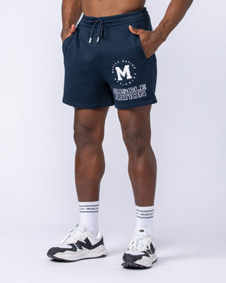 College Sweat 5" Shorts - Navy-Shorts-S-112433NAVY-S-MNAPPRL35585-1-Muscle Nation