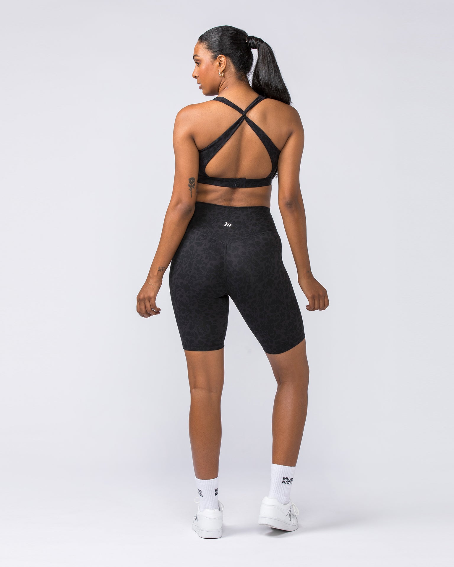 Zero Rise Everyday Referee Length Shorts - Monochrome Abstract Print-Shorts-XXS-112306MONOABST-XXS-MNAPPRL26605-6-Muscle Nation