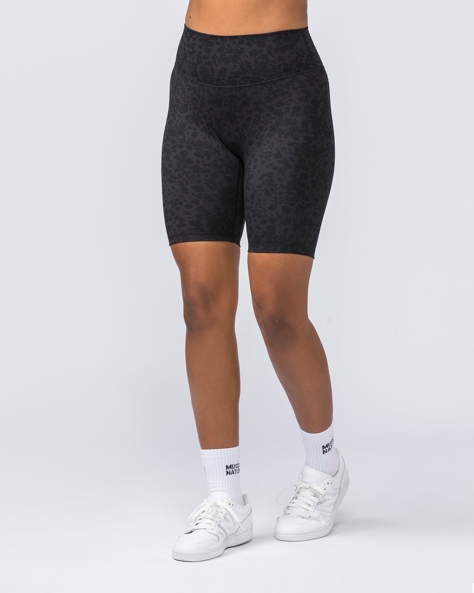 Zero Rise Everyday Referee Length Shorts - Monochrome Abstract Print-Shorts-XXS-112306MONOABST-XXS-MNAPPRL26605-3-Muscle Nation