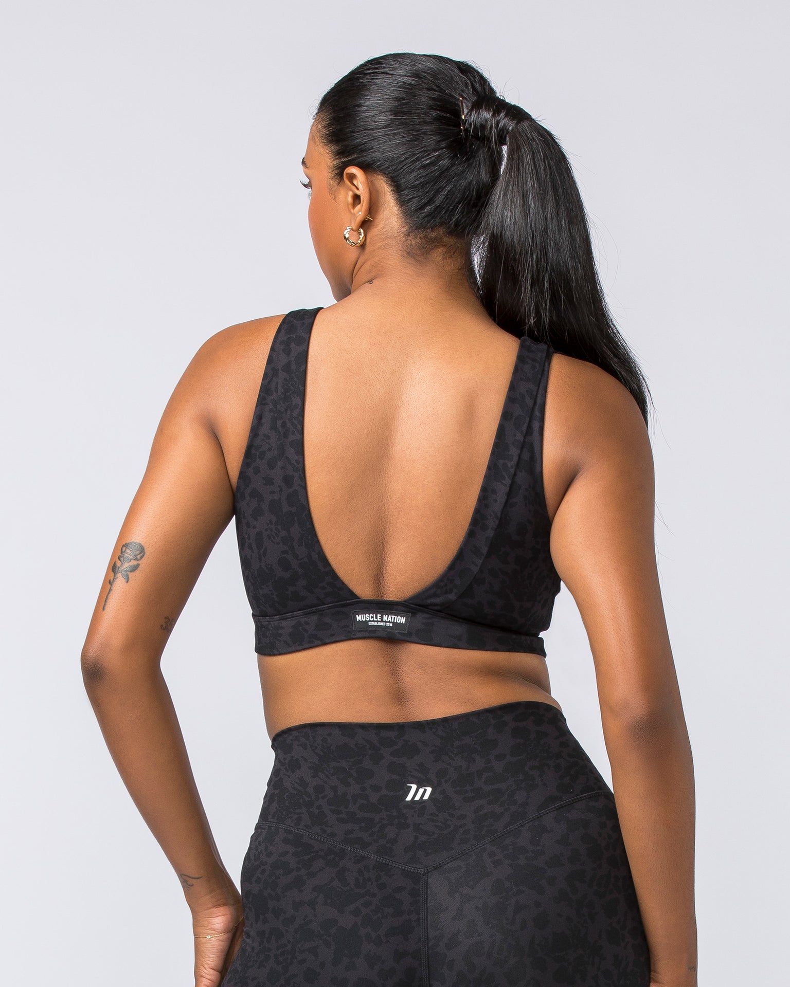 Serenity Bralette - Monochrome Abstract Print-Bralettes-XXS-112310MONOABST-XXS-MNAPPRL28532-5-Muscle Nation