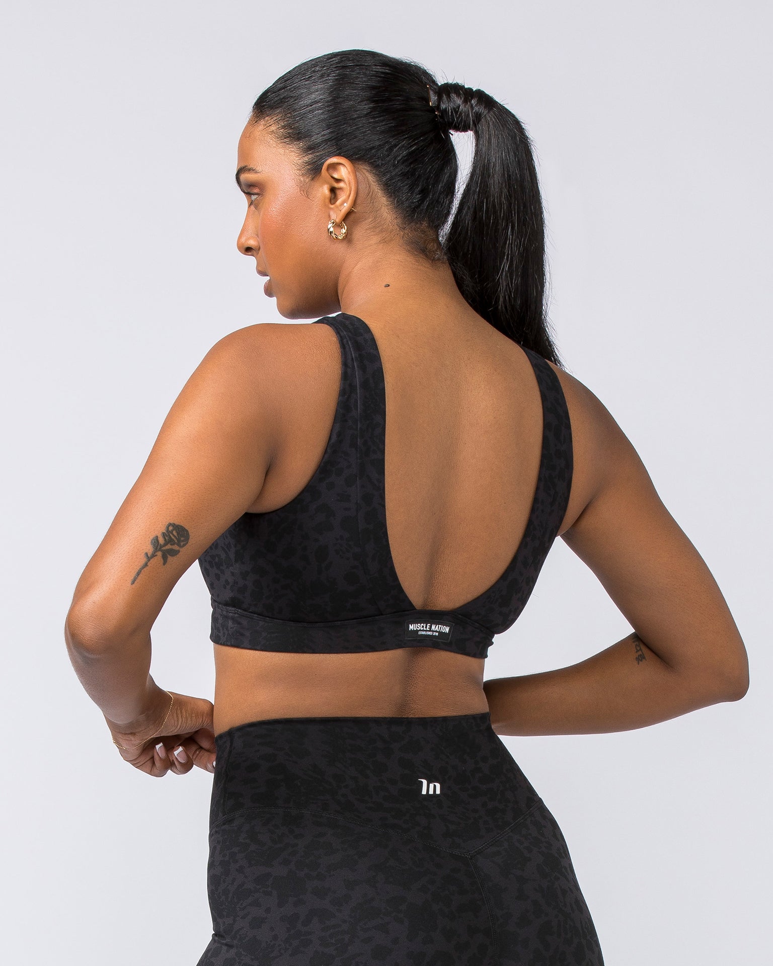 Serenity Bralette - Monochrome Abstract Print-Bralettes-XXS-112310MONOABST-XXS-MNAPPRL28532-4-Muscle Nation