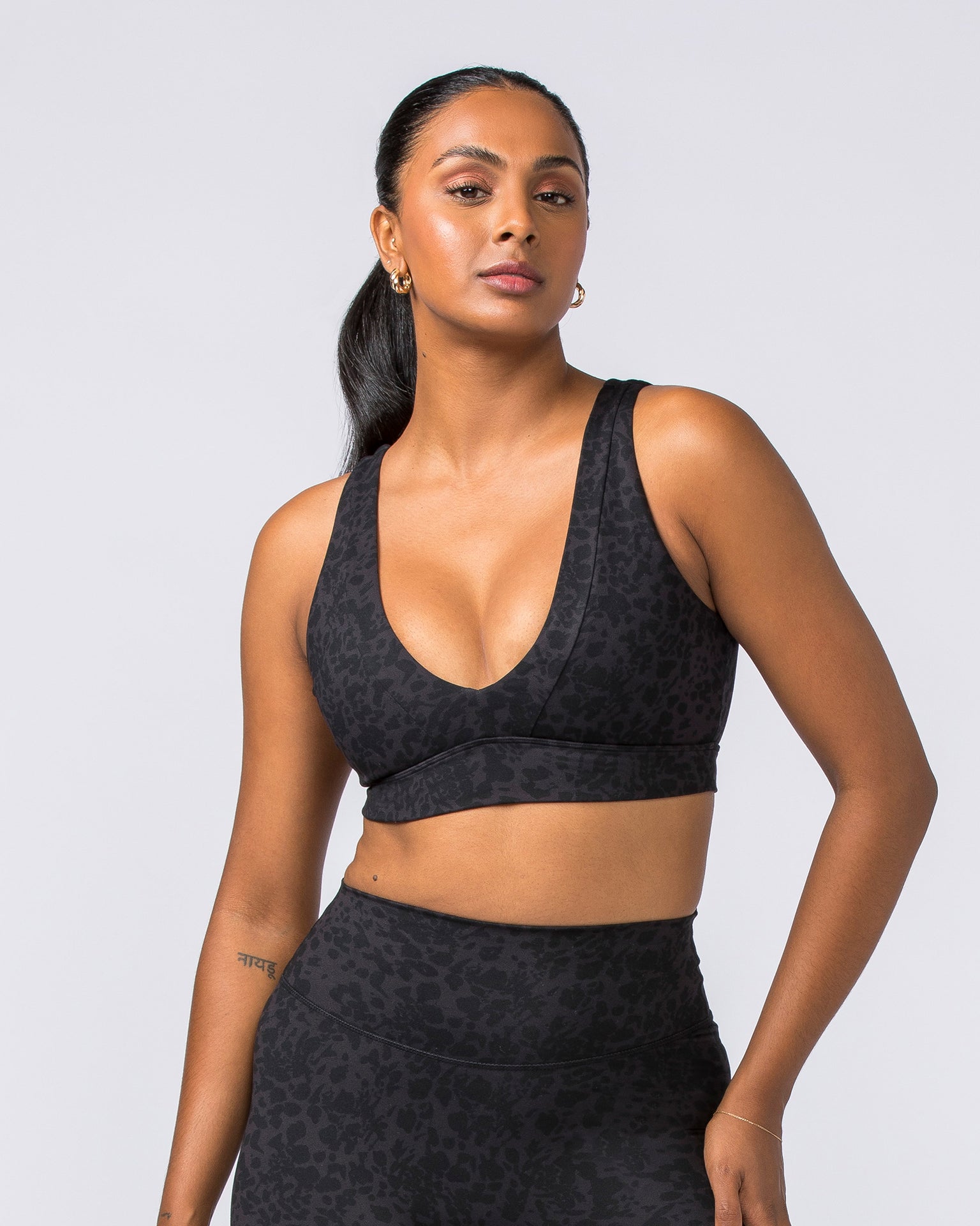 Serenity Bralette - Monochrome Abstract Print-Bralettes-XXS-112310MONOABST-XXS-MNAPPRL28532-2-Muscle Nation