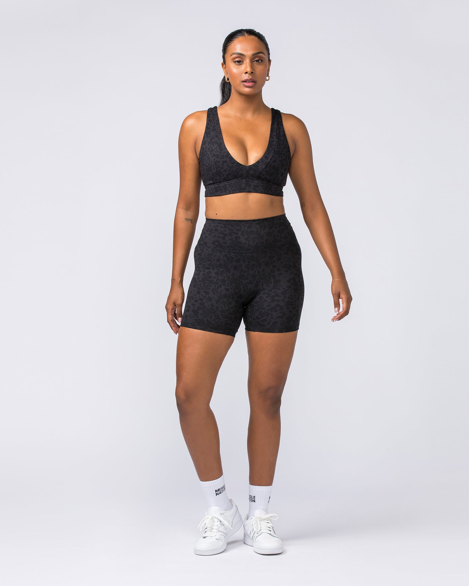 Serenity Bralette - Monochrome Abstract Print-Bralettes-XXS-112310MONOABST-XXS-MNAPPRL28532-6-Muscle Nation