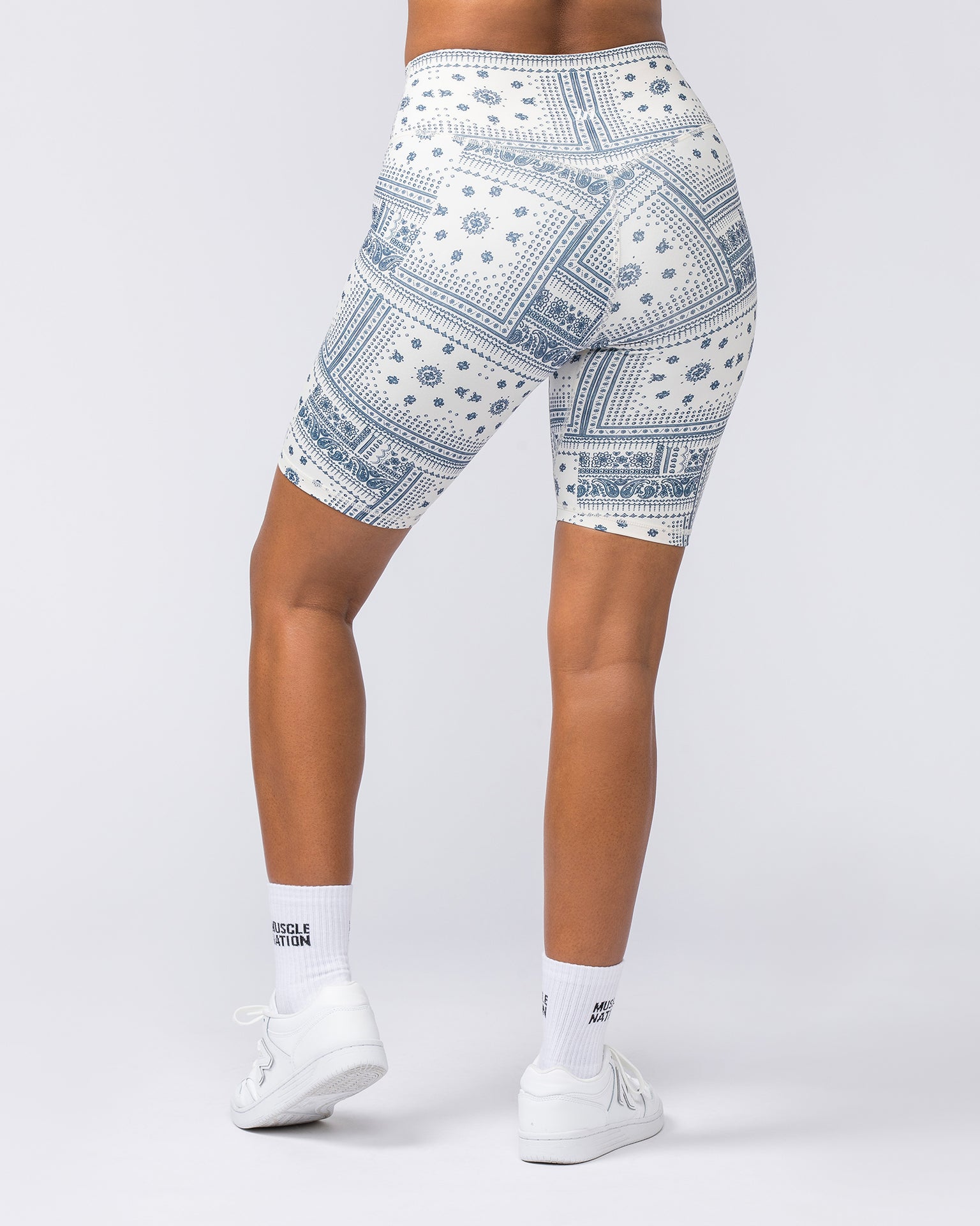 Zero Rise Everyday Referee Length Shorts - Sahara Paisley Print-Shorts-XXS-112306SAHAPAISL-XXS-MNAPPRL26587-5-Muscle Nation