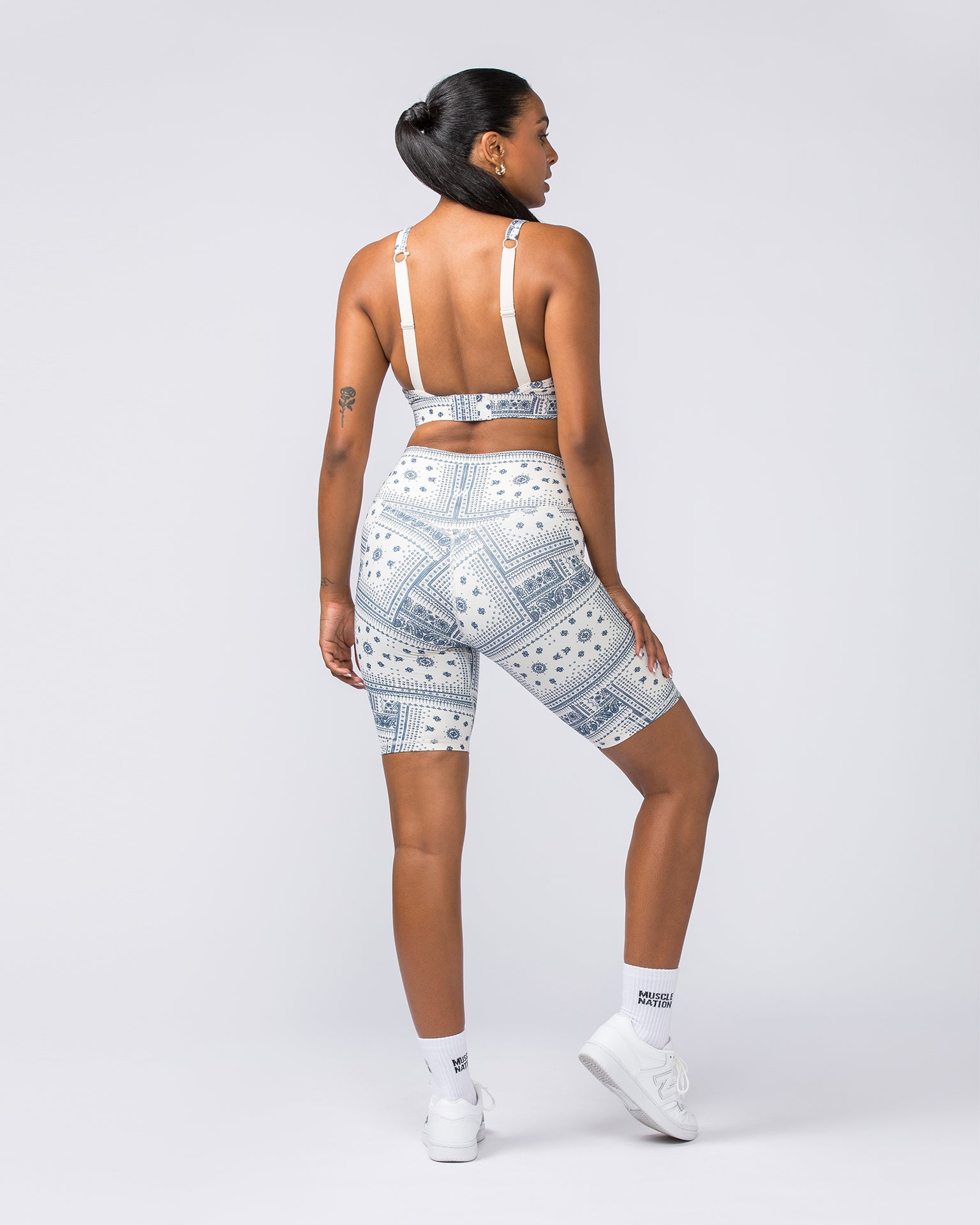 Zero Rise Everyday Referee Length Shorts - Sahara Paisley Print-Shorts-XXS-112306SAHAPAISL-XXS-MNAPPRL26587-6-Muscle Nation