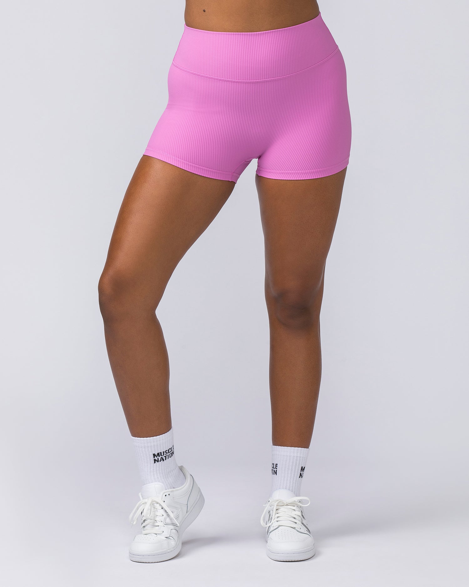 Zero Rise Rib Booty Shorts - Fondant Pink - Muscle Nation