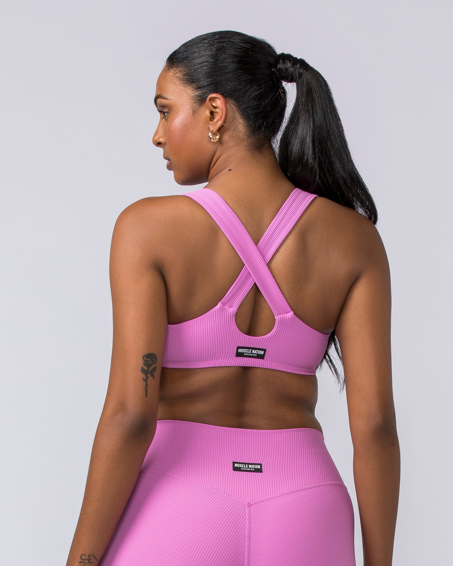 Lush Rib Bralette - Fondant Pink-Bralettes-XS-112374FONPNK-XS-MNAPPRL27807-4-Muscle Nation