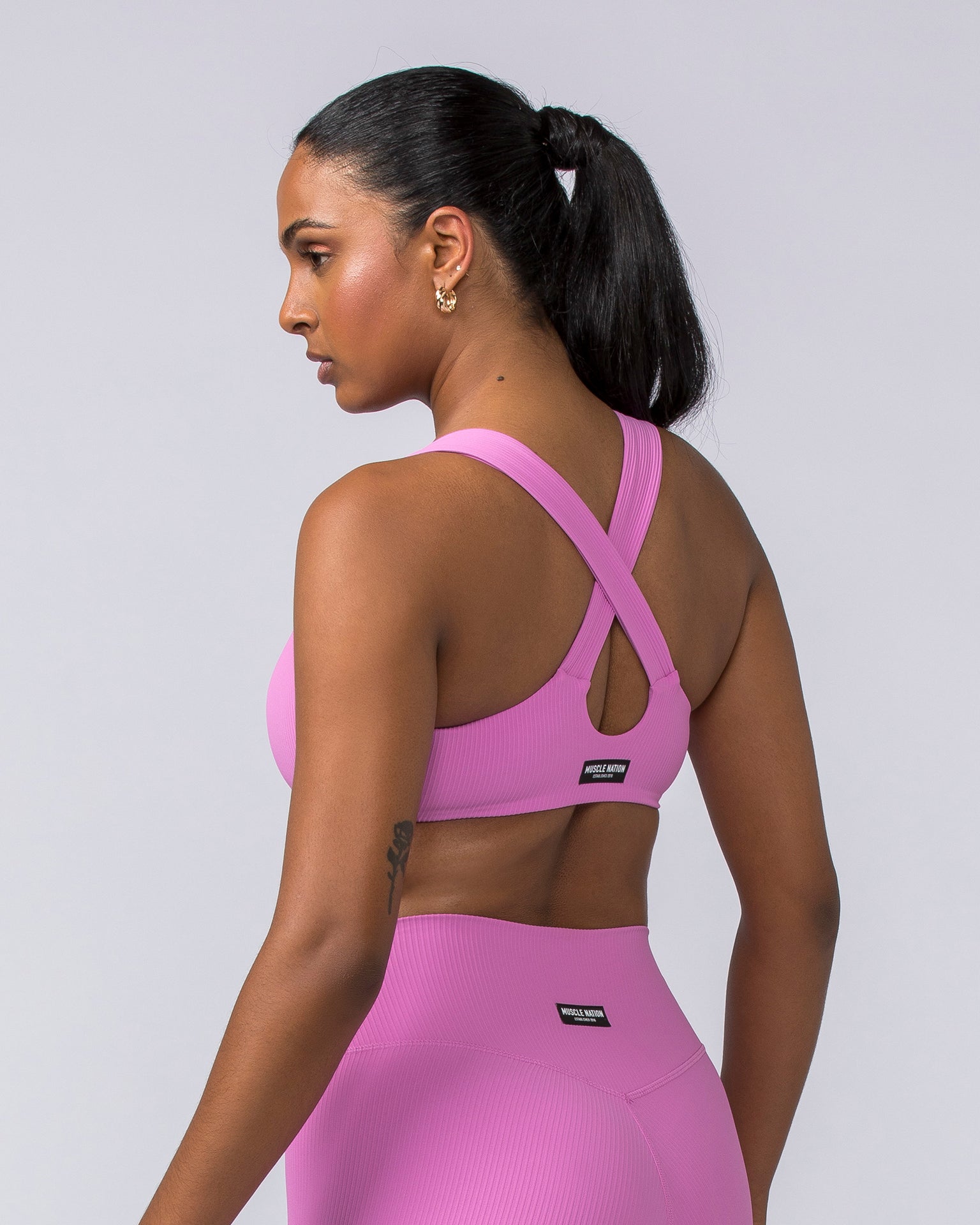 Lush Rib Bralette - Fondant Pink-Bralettes-XS-112374FONPNK-XS-MNAPPRL27807-3-Muscle Nation
