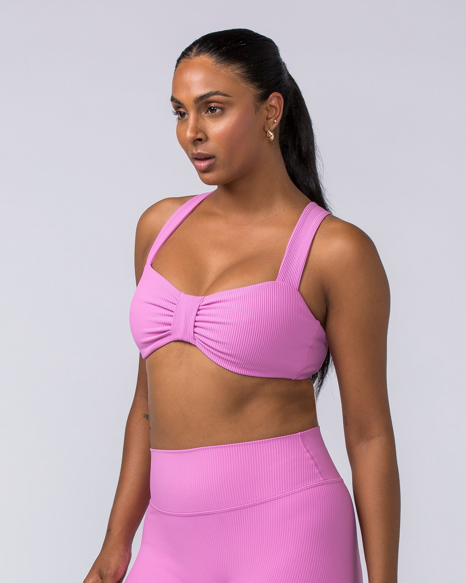 Lush Rib Bralette - Fondant Pink-Bralettes-XS-112374FONPNK-XS-MNAPPRL27807-2-Muscle Nation