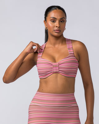 Lush Rib Bralette - Sunset Coral Stripe Print-Bralettes-XS-112374SUNCRLPNT-XS-MNAPPRL27823-2-Muscle Nation