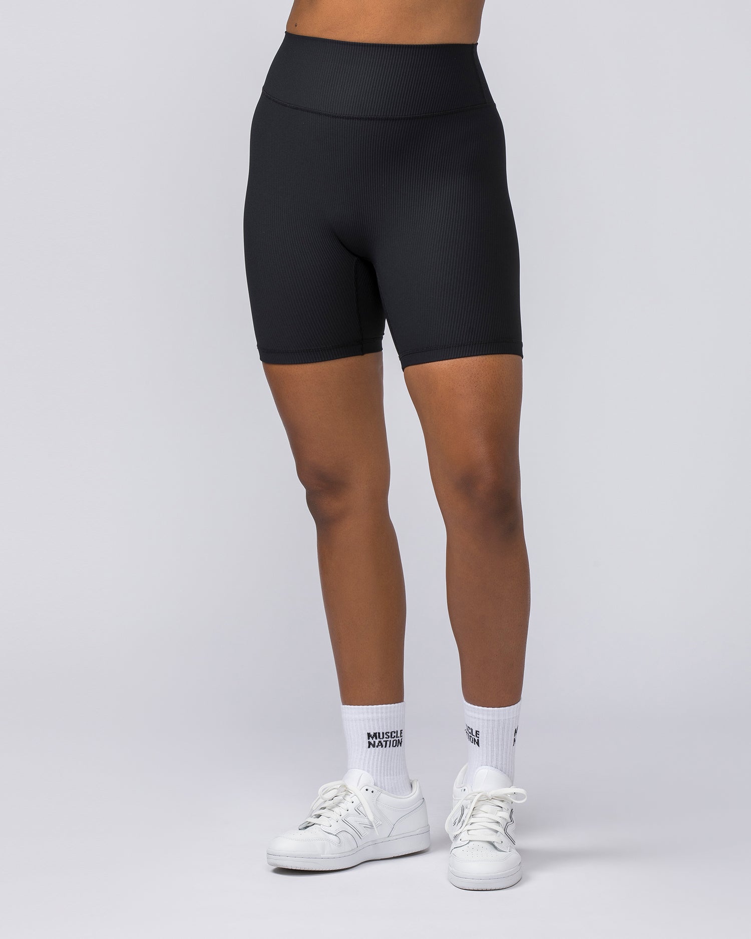 Zero Rise Rib Bike Shorts - Black (Silicone Logo)