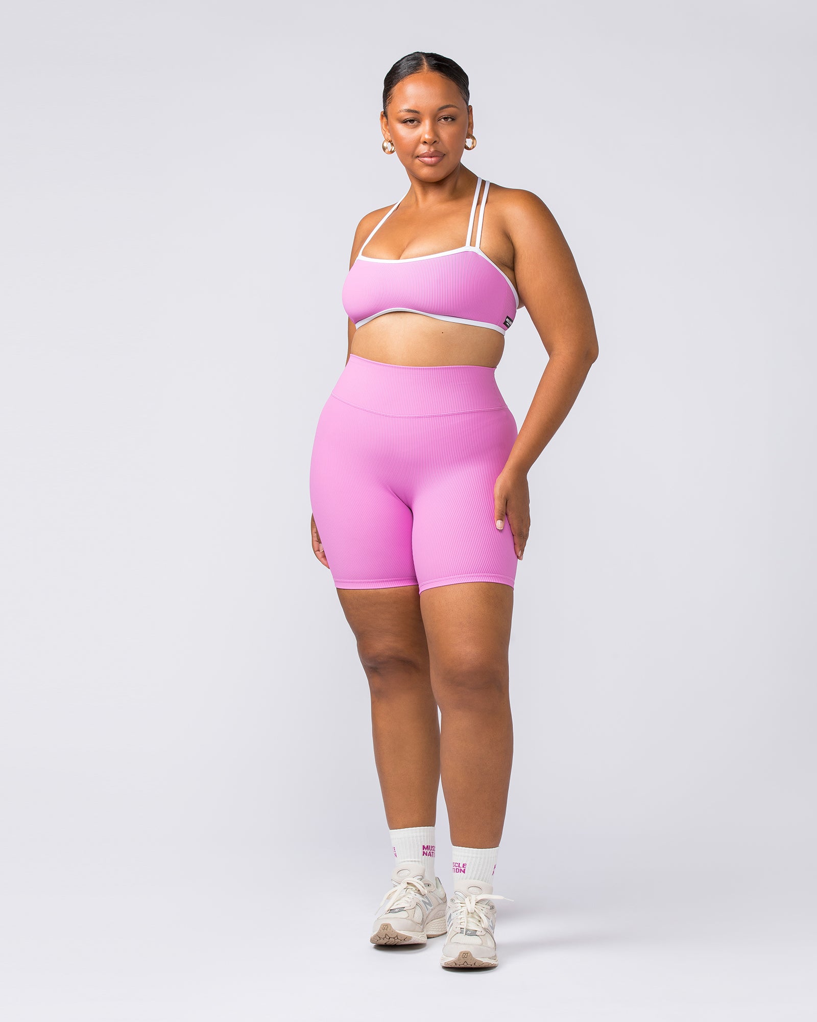 Zero Rise Rib Bike Shorts - Fondant Pink