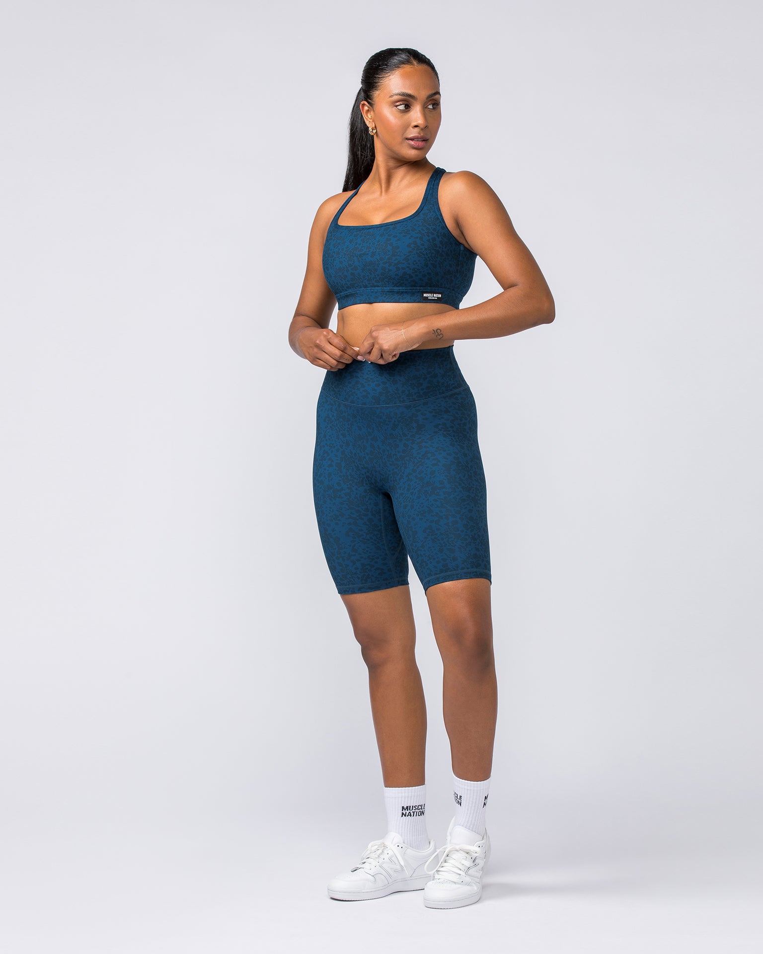 Zero Rise Everyday Referee Length Shorts - Pacific Abstract Print-Shorts-XXS-112306PACIFICAB-XXS-MNAPPRL26596-6-Muscle Nation