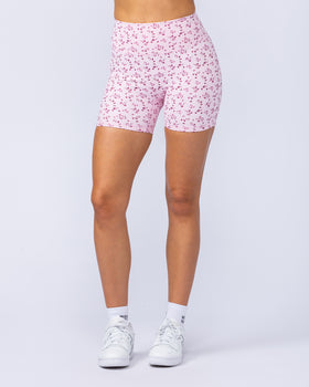 Zero Rise Rib Midway Shorts - Cherry Floral Print