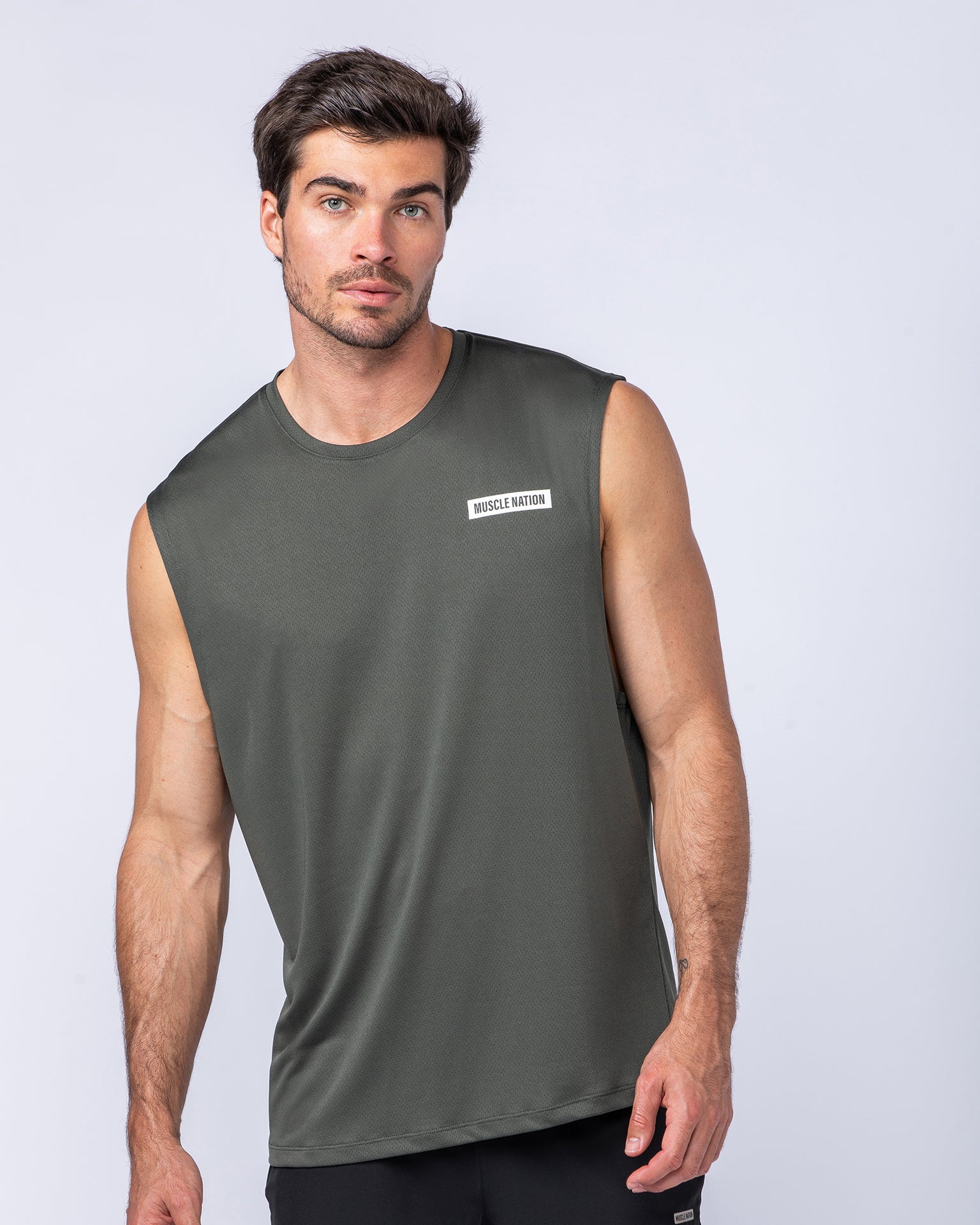 Relaxed Active Tank - Dark Khaki-Singlets & Tanks-S-112476DKHAKI-S-MNAPPRL34989-1-Muscle Nation