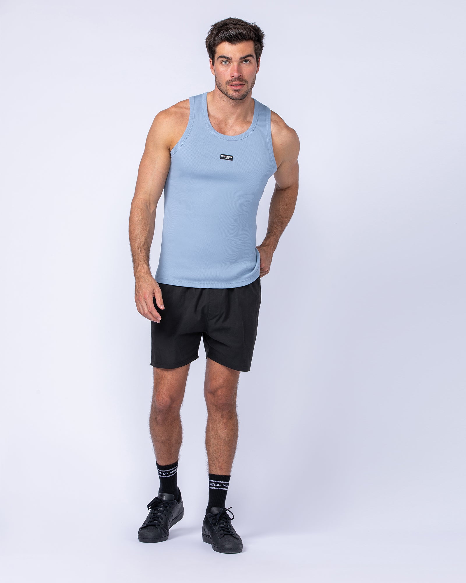 Rib Fitted Training Tank - Sky Blue