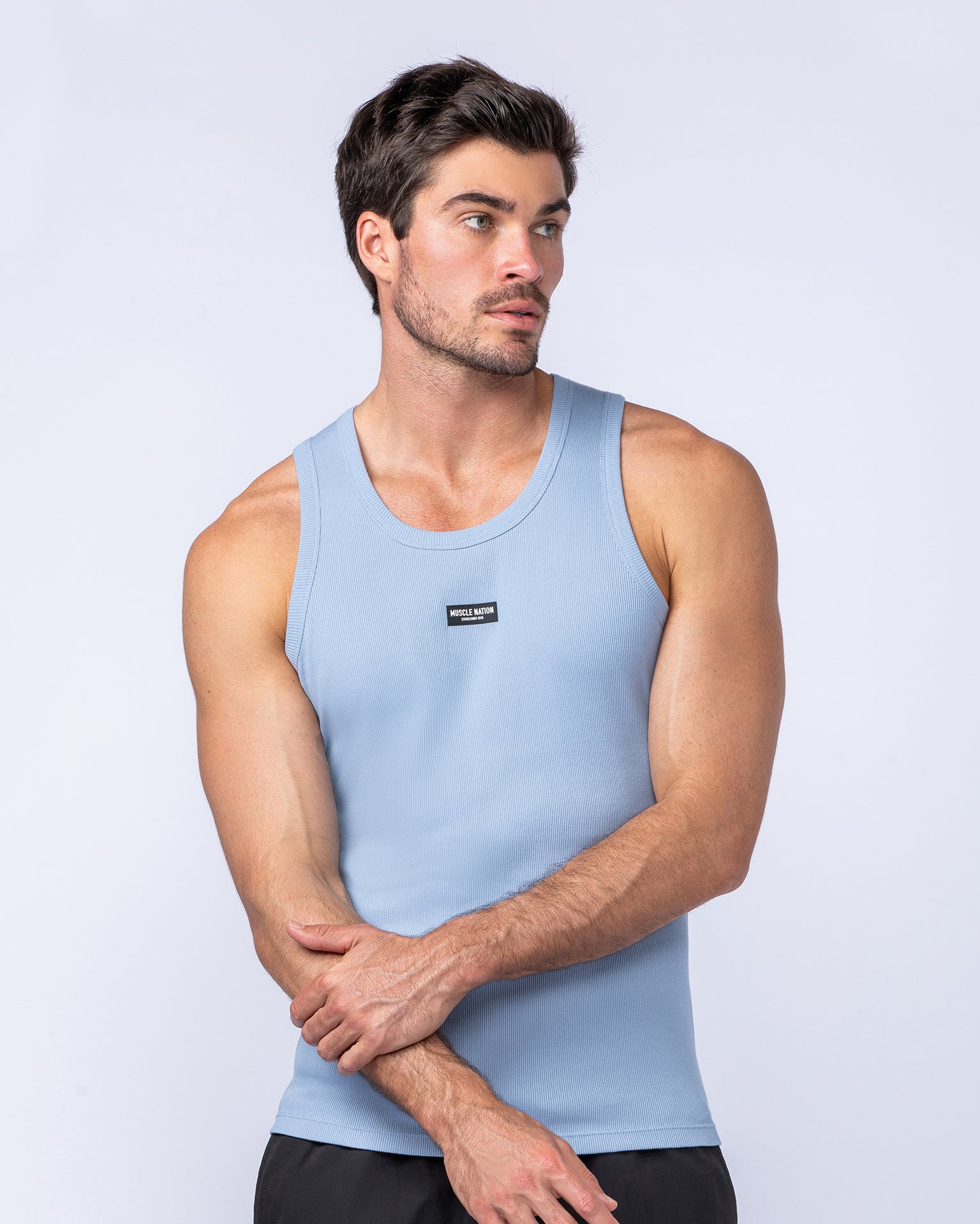 Rib Fitted Training Tank - Sky Blue-Singlets & Tanks-S-1124126SKYBLU-S-MNAPPRL35017-1-Muscle Nation