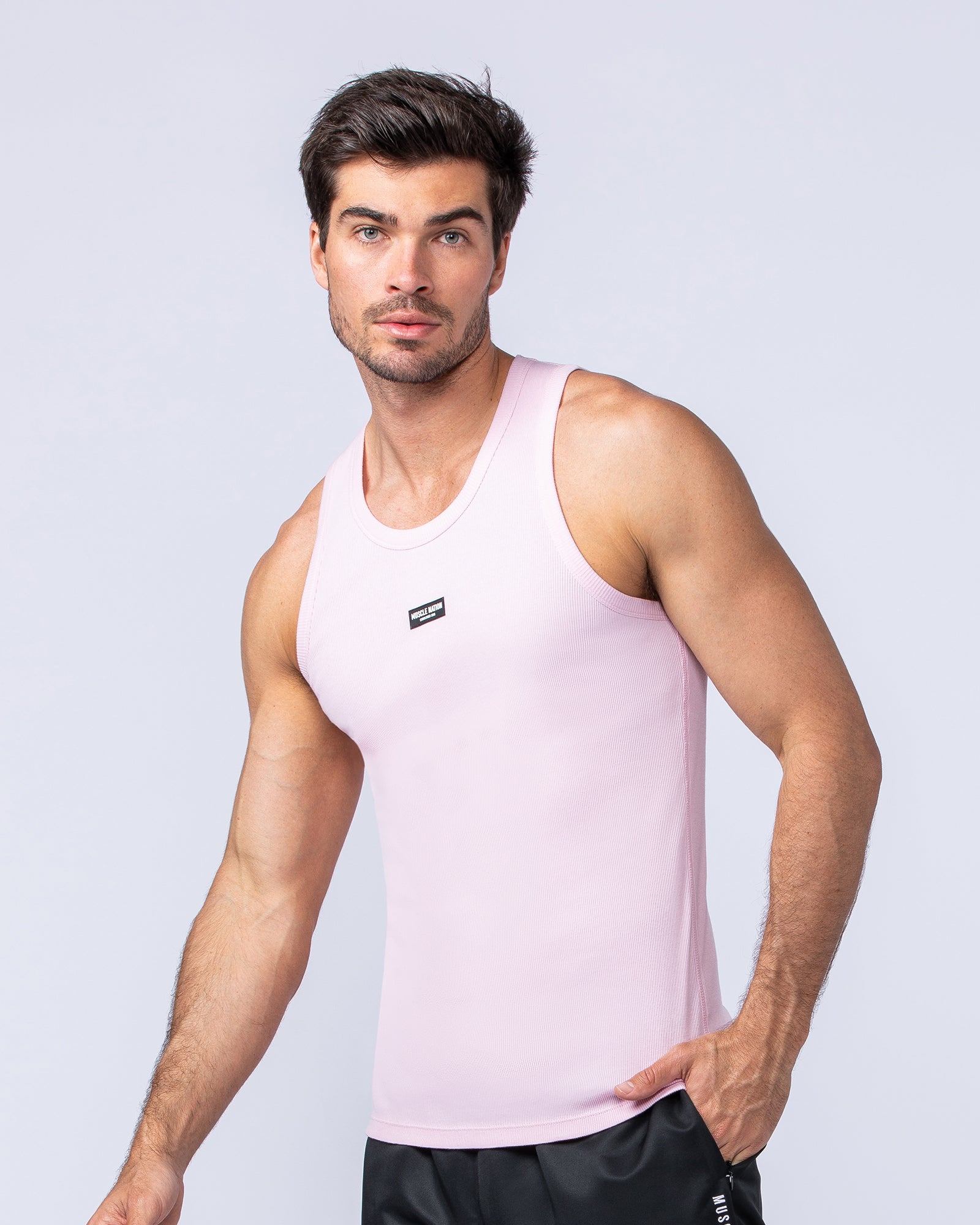 Rib Fitted Training Tank - Soft Pink