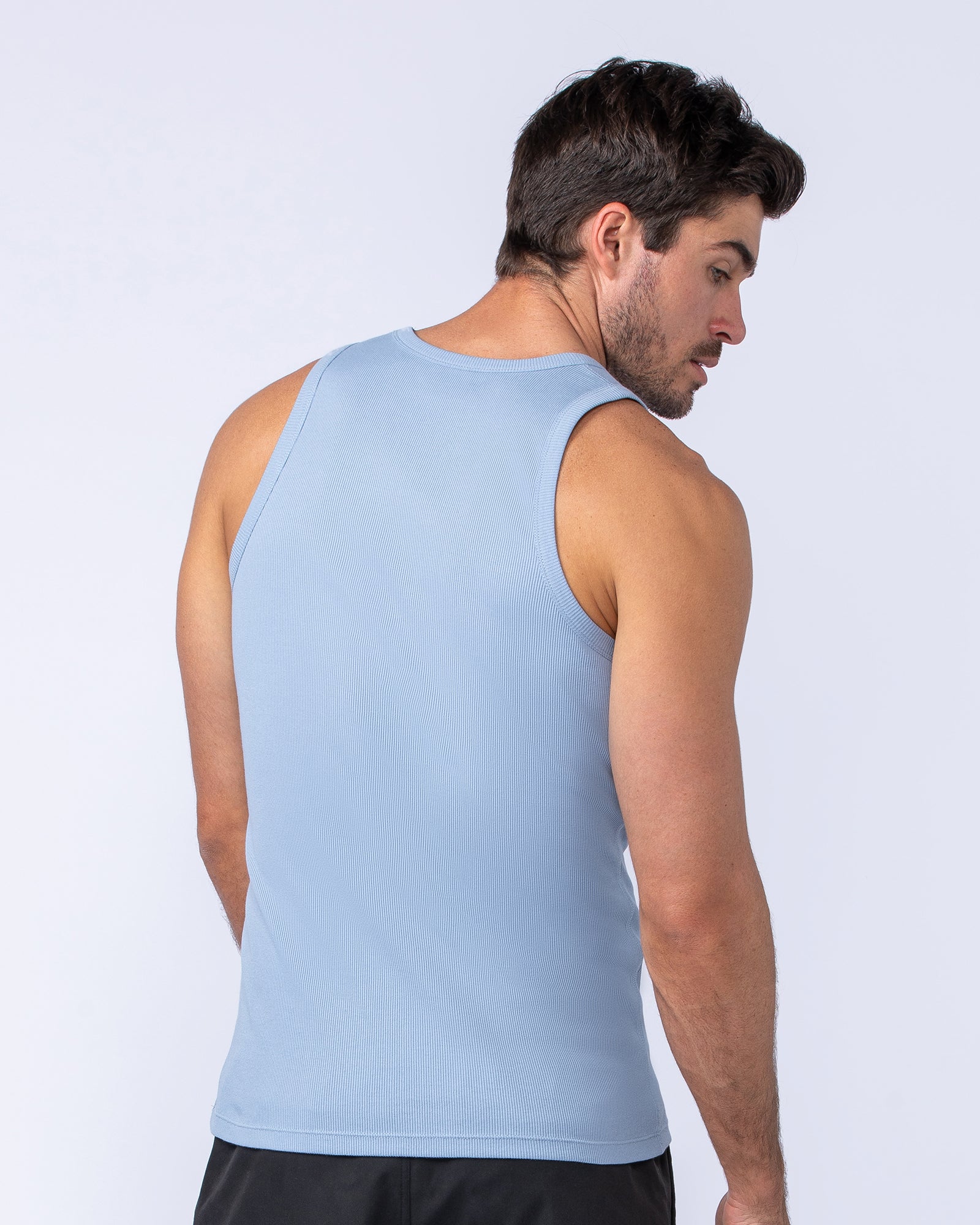 Rib Fitted Training Tank - Sky Blue