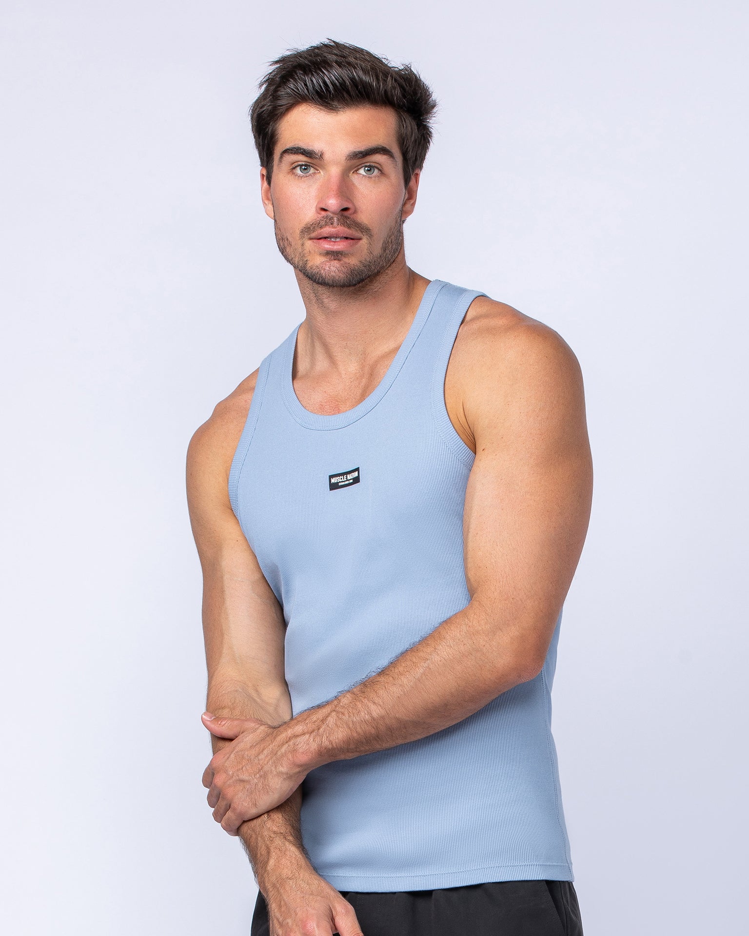 Rib Fitted Training Tank - Sky Blue-Singlets & Tanks-S-1124126SKYBLU-S-MNAPPRL35017-2-Muscle Nation