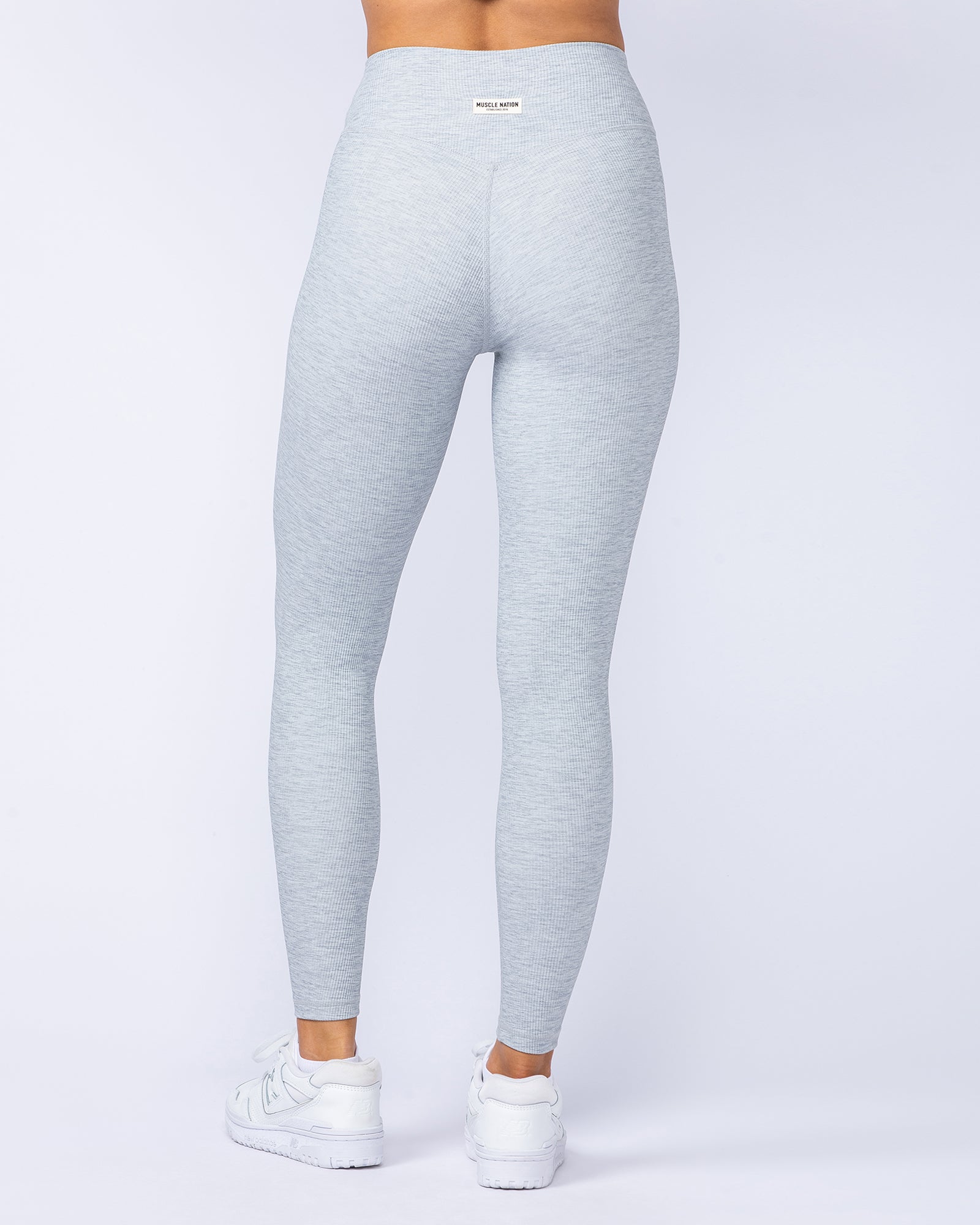 Zero Rise Rib Ankle Length Leggings - Grey Marl