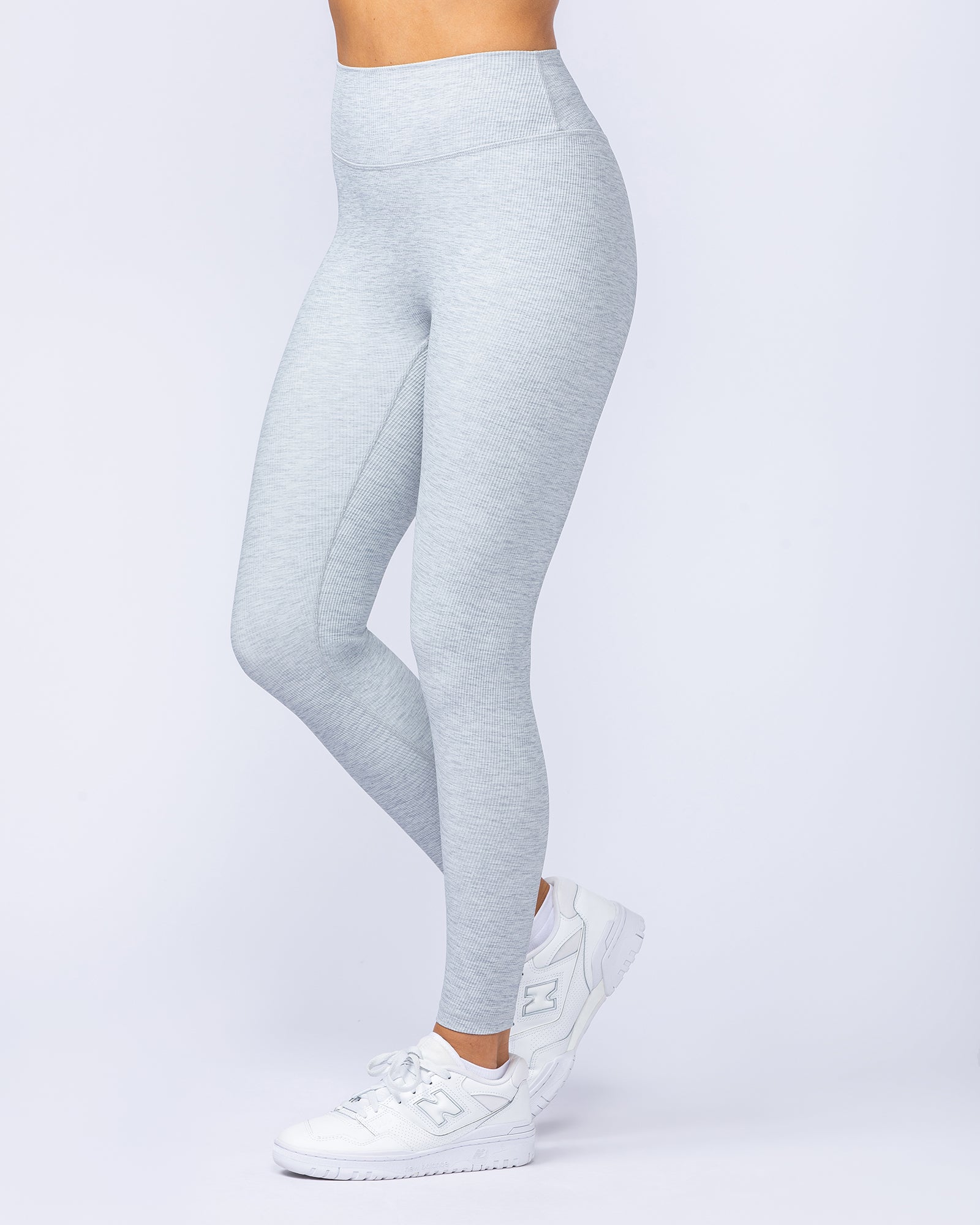 Zero Rise Rib Ankle Length Leggings - Grey Marl