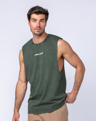 Boxy Vintage Tank - Dark Khaki-Singlets & Tanks-S-022478WHDRKH-S-MNAPPRL30211-2-Muscle Nation