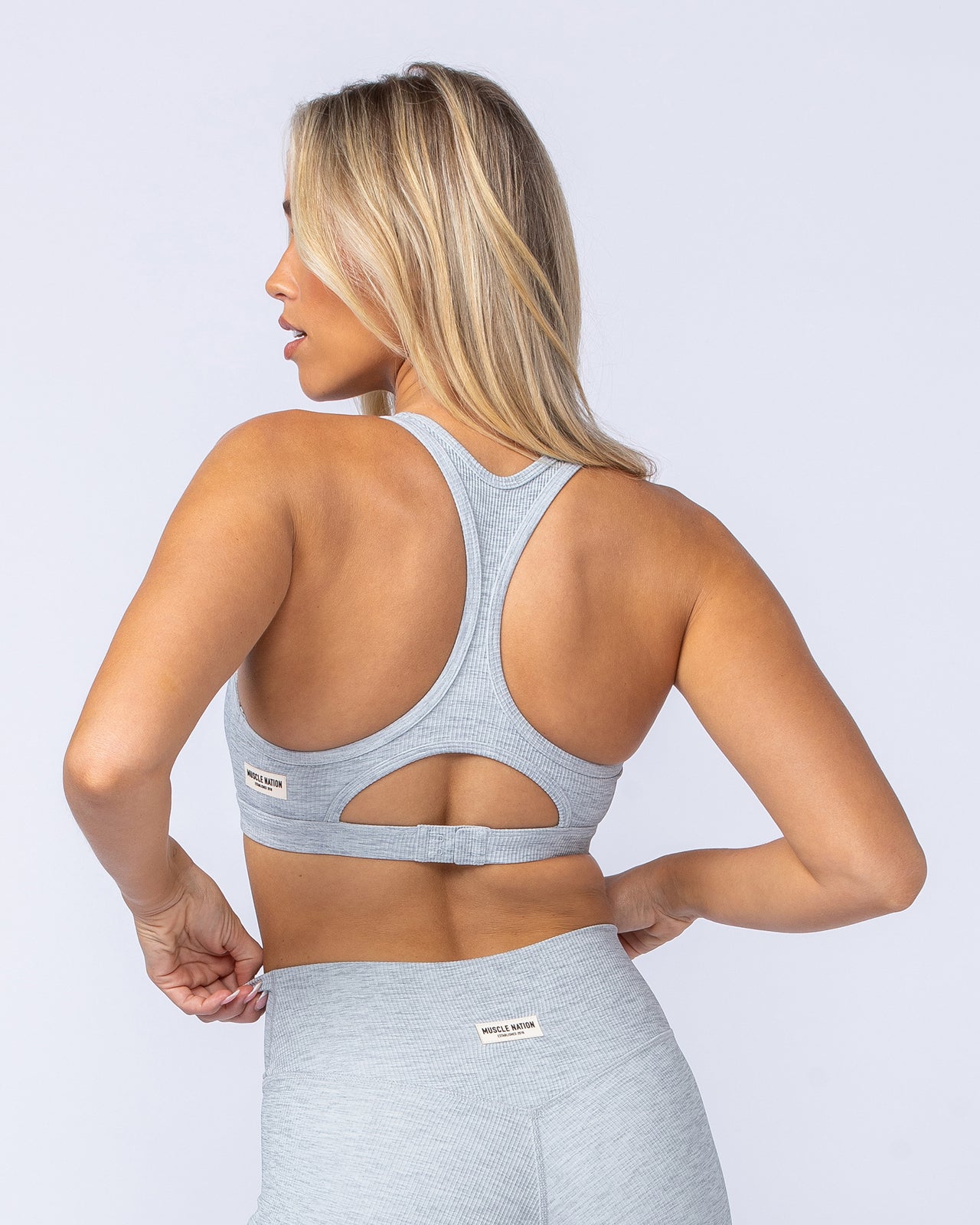 Drew Rib Bra - Grey Marl-Sports Bras-XXS-112499GRYMRL-XXS-MNAPPRL34036-5-Muscle Nation