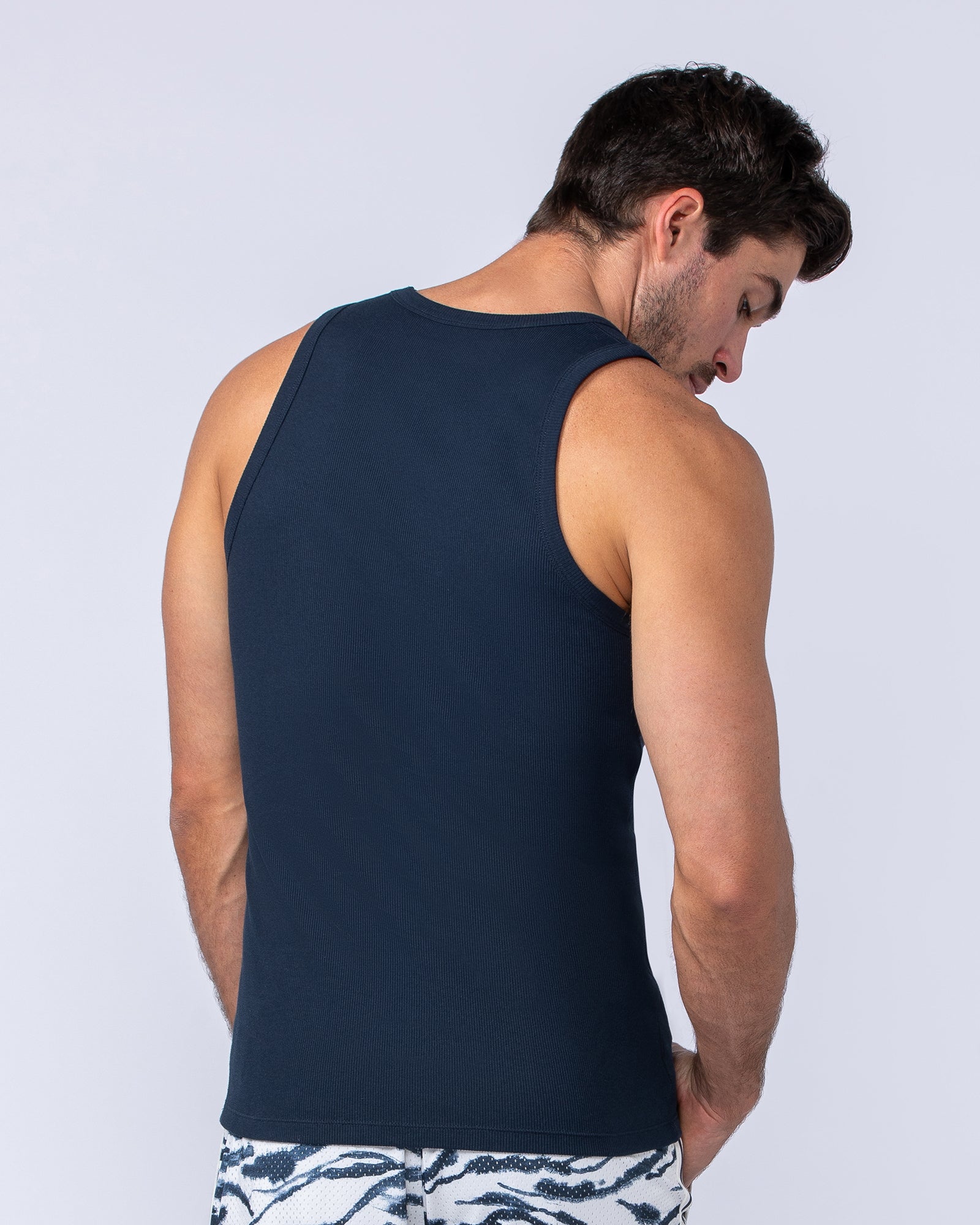 Rib Fitted Training Tank -  Navy