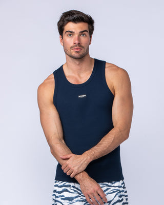 Rib Fitted Training Tank - Navy-Singlets & Tanks-S-022480NAVY-S-MNAPPRL30232-1-Muscle Nation
