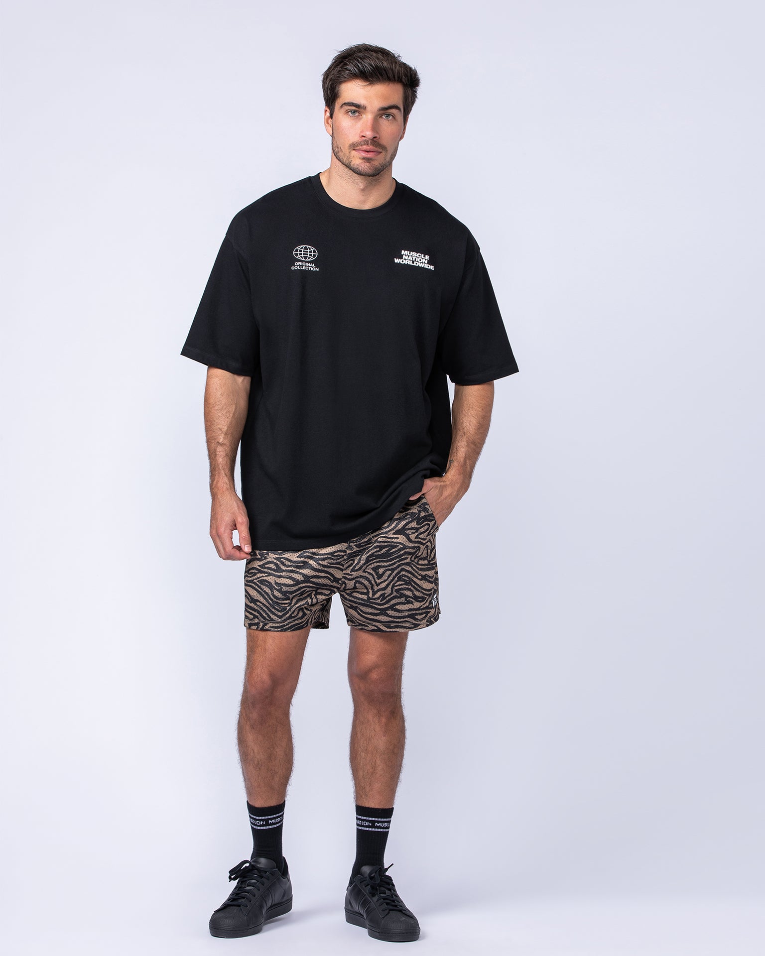 Lay Up 3.5" Shorts - Dark Animal Print-Shorts-S-112462DRKANMLPT-S-MNAPPRL35417-6-Muscle Nation