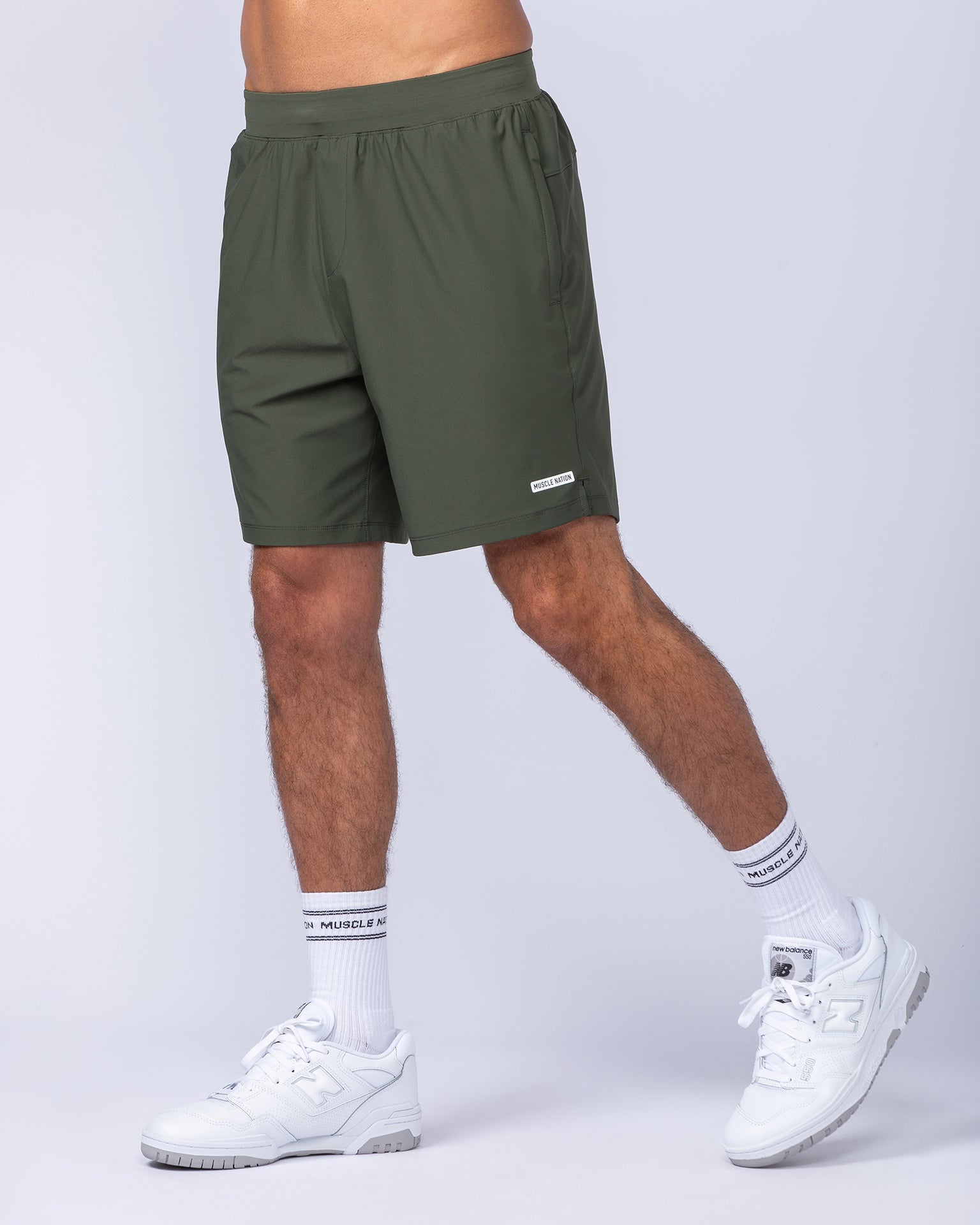 On Repeat Training 7" Shorts - Dark Khaki-Shorts-S-112465DKHAKI-S-MNAPPRL35697-3-Muscle Nation