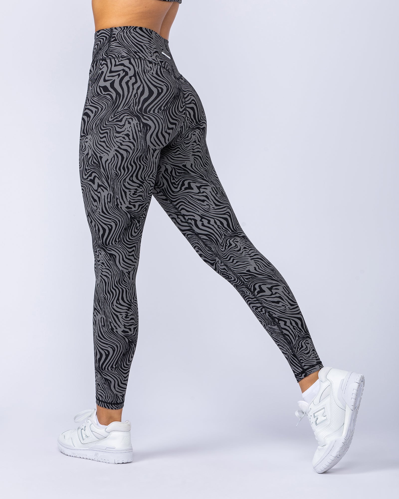 Zero Rise Rib Ankle Length Leggings - Black Zebra